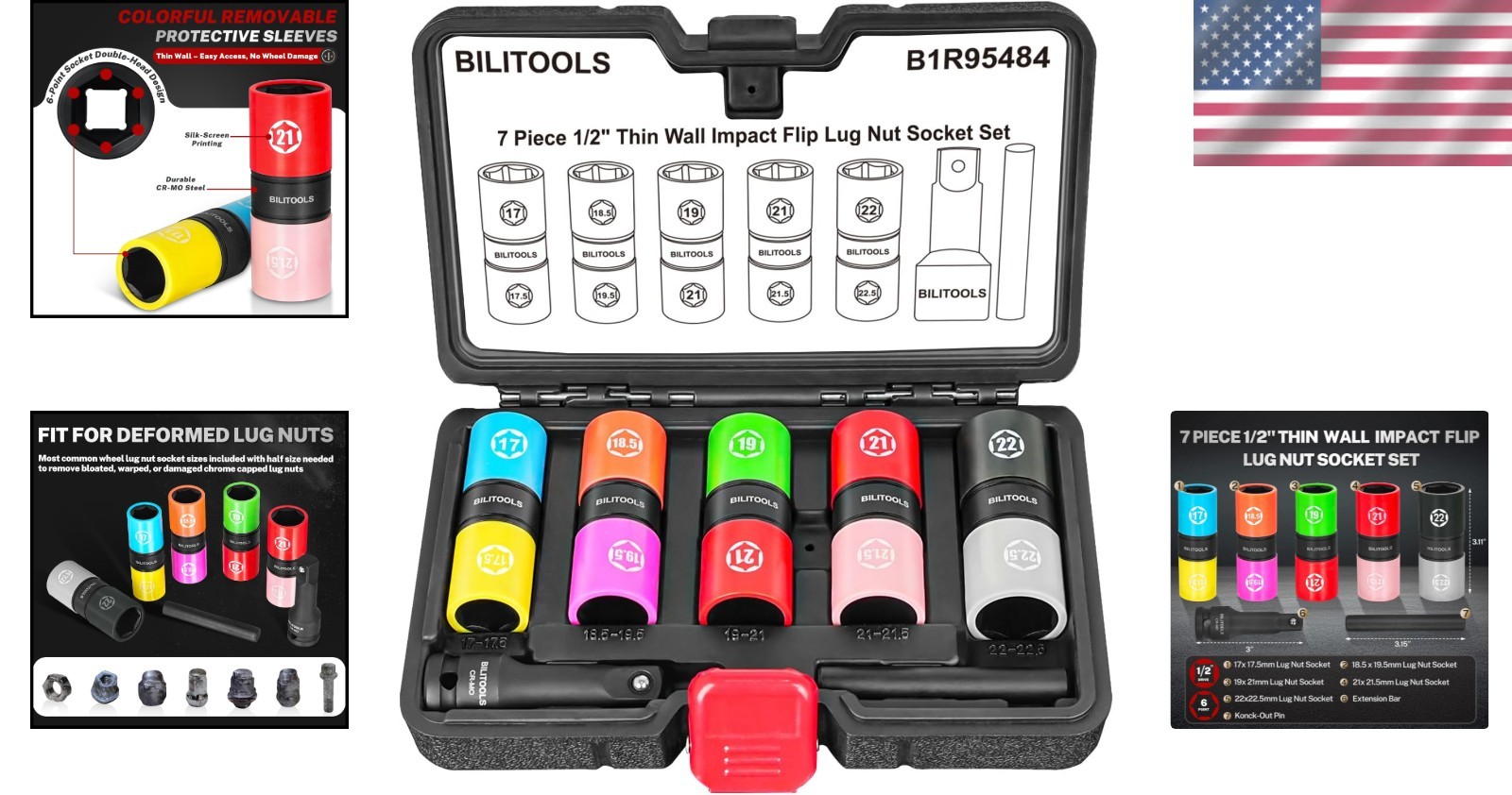 Half Size Lug Nut Socket Set – 7pc Metric Flip Sockets
