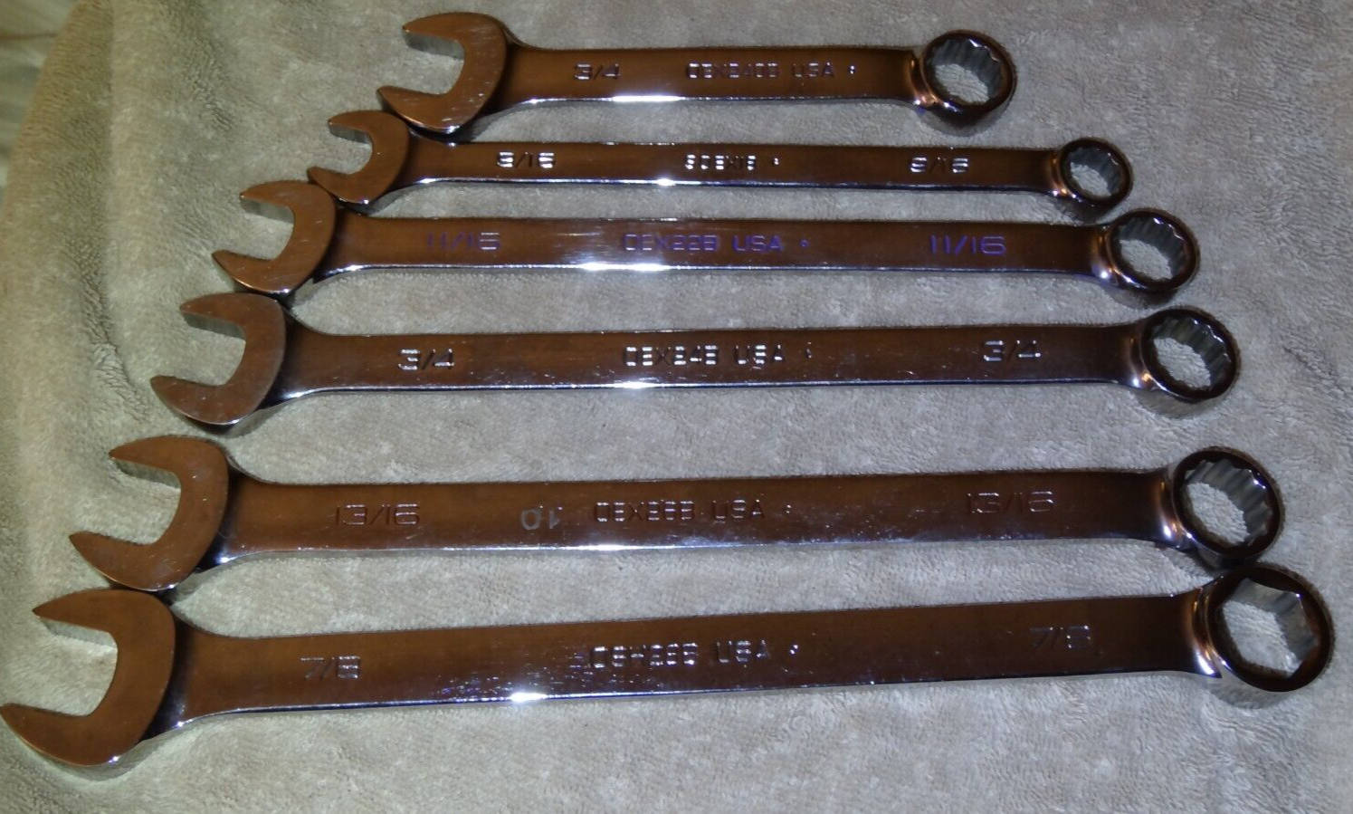 6 PC. Snap- ON chrome wrench lot. See description. LOCUPFL