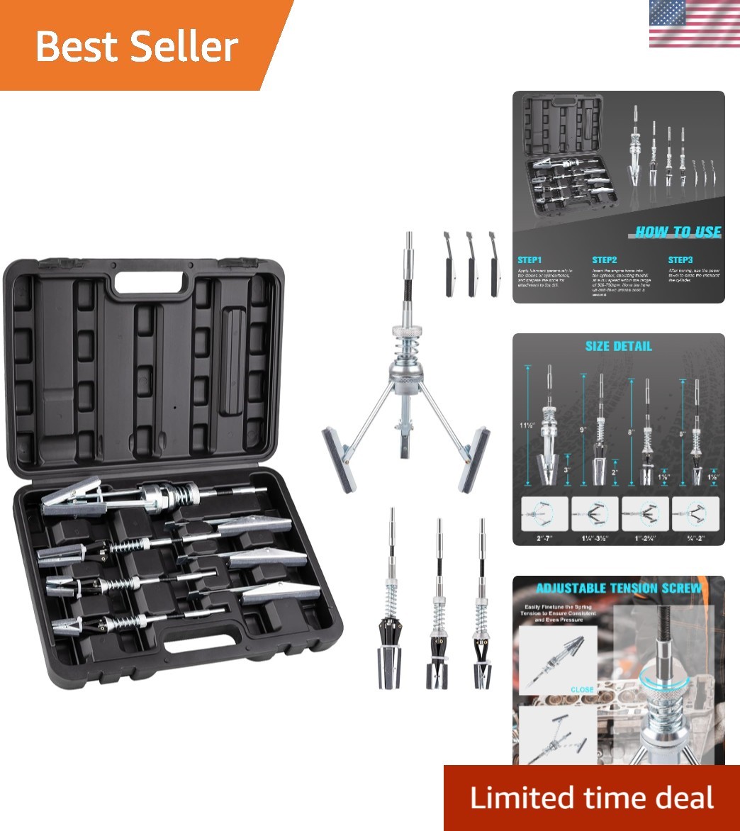 7-Piece Engine Cylinder Hone Kit – Precision Polishing Tools with Honing Stones