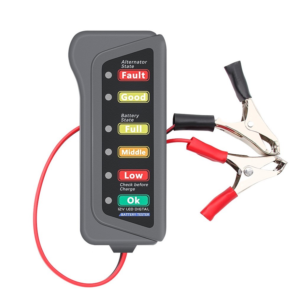 User Friendly 12V Car Tester with Two Testing Clips and LED Lights