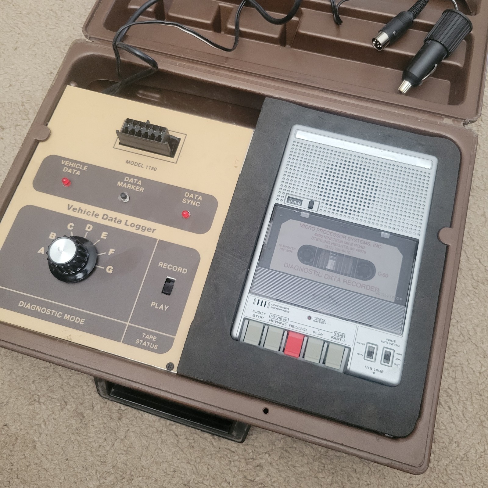 Vehicle Data Logger Model 1150 Condenser Microphone Cassette Recorder UNTESTED
