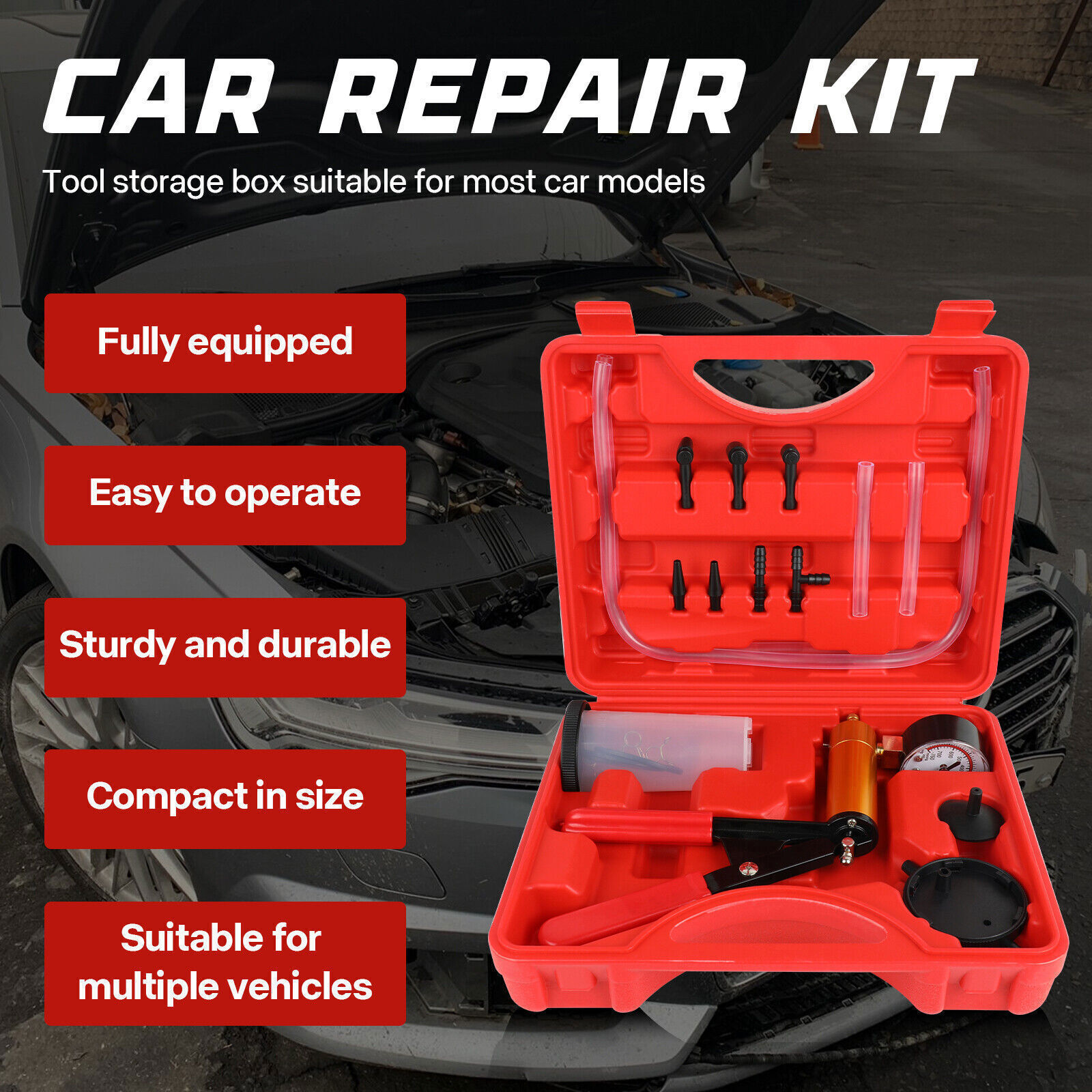 Manual Brake Bleeder Vacuum Pump Kit Automotive Fluid Test Tools For Car Truck