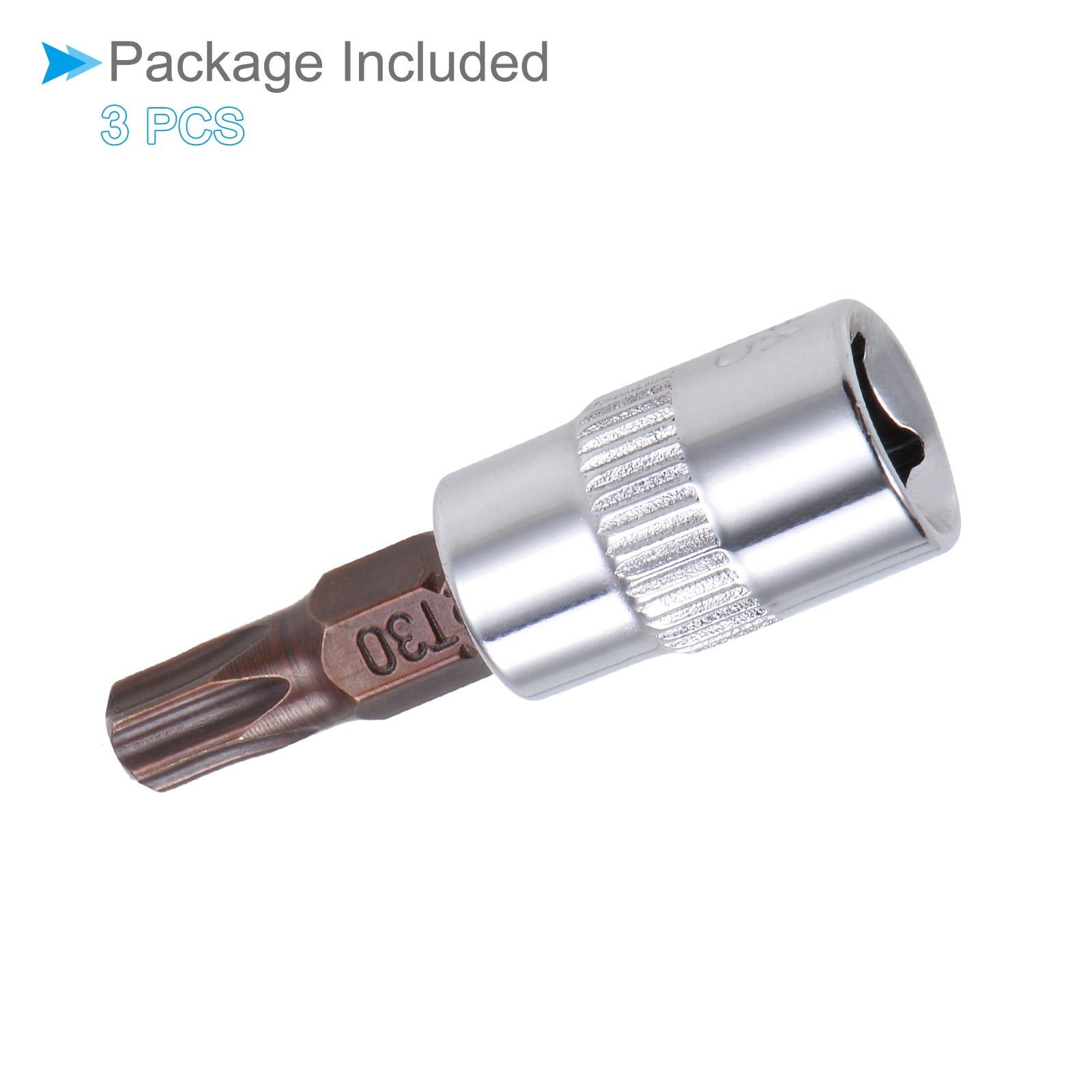 3PCS Torx Bit Socket Metric T30 Bit 1/4″ Drive 1.5″ Long Alloy Steel CR-V Socket