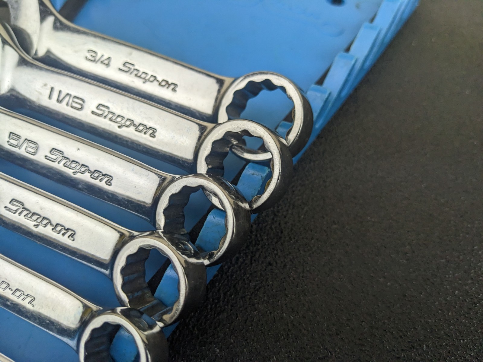 #bn457 Snap-On 12 Pt 6 Piece 7/16″-3/4″ Midget Combination Wrench Set OXI706B