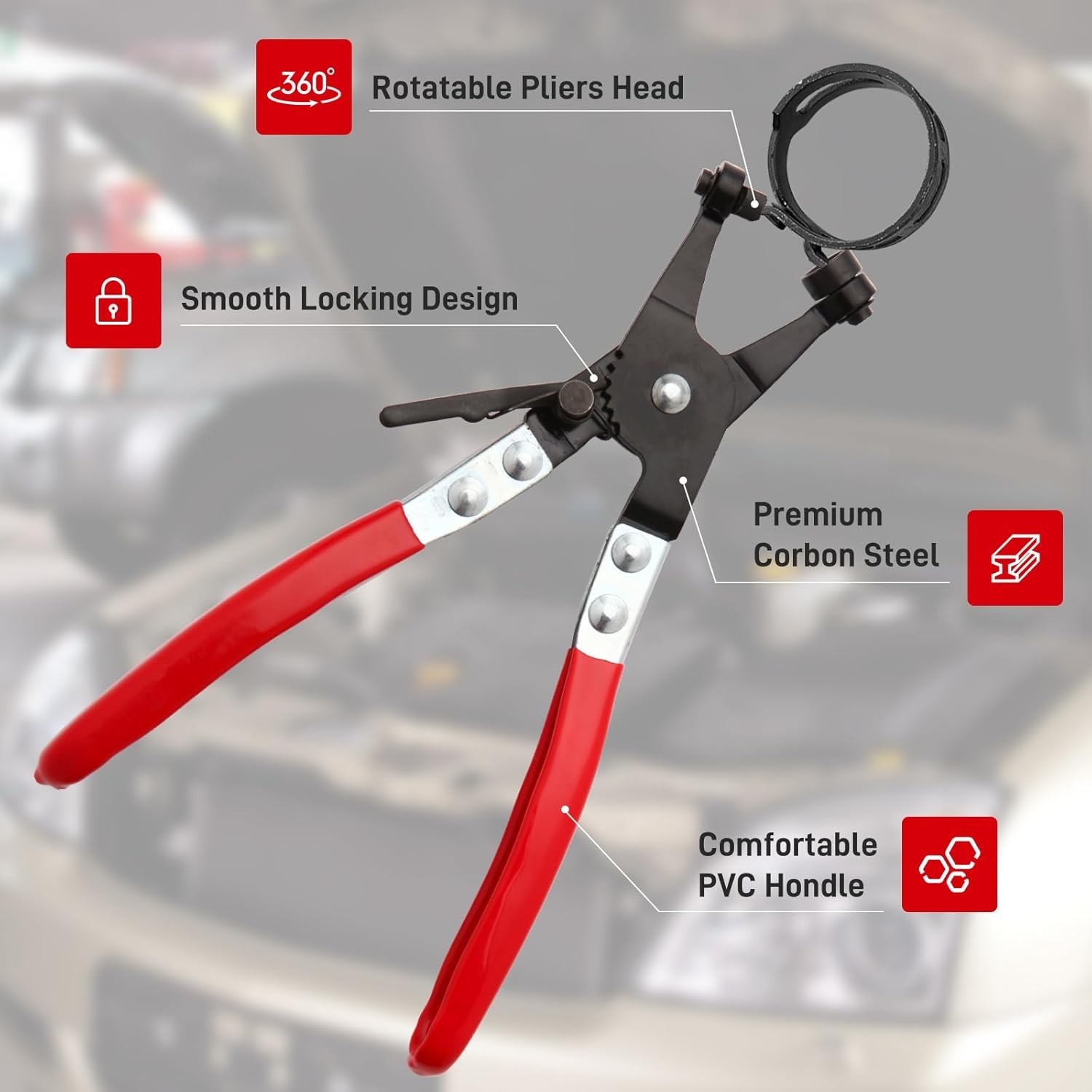 Hose Clamp Pliers, Automotive Hose Clamps Pliers Repair Tool with Swivel Flat…