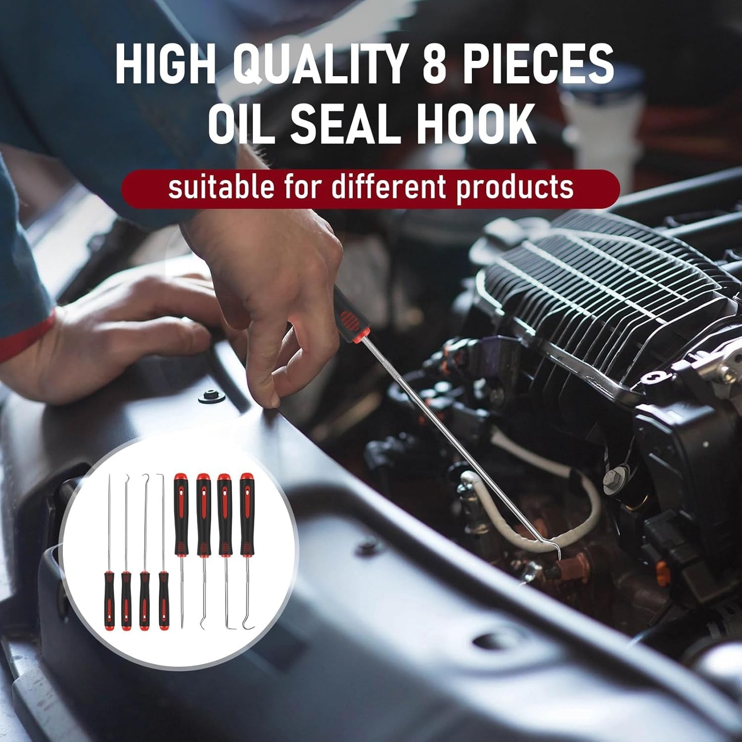 8 Pieces Pick Set, Pick Tool, Precision Automotive Hook Sleeve for Automotive Oi