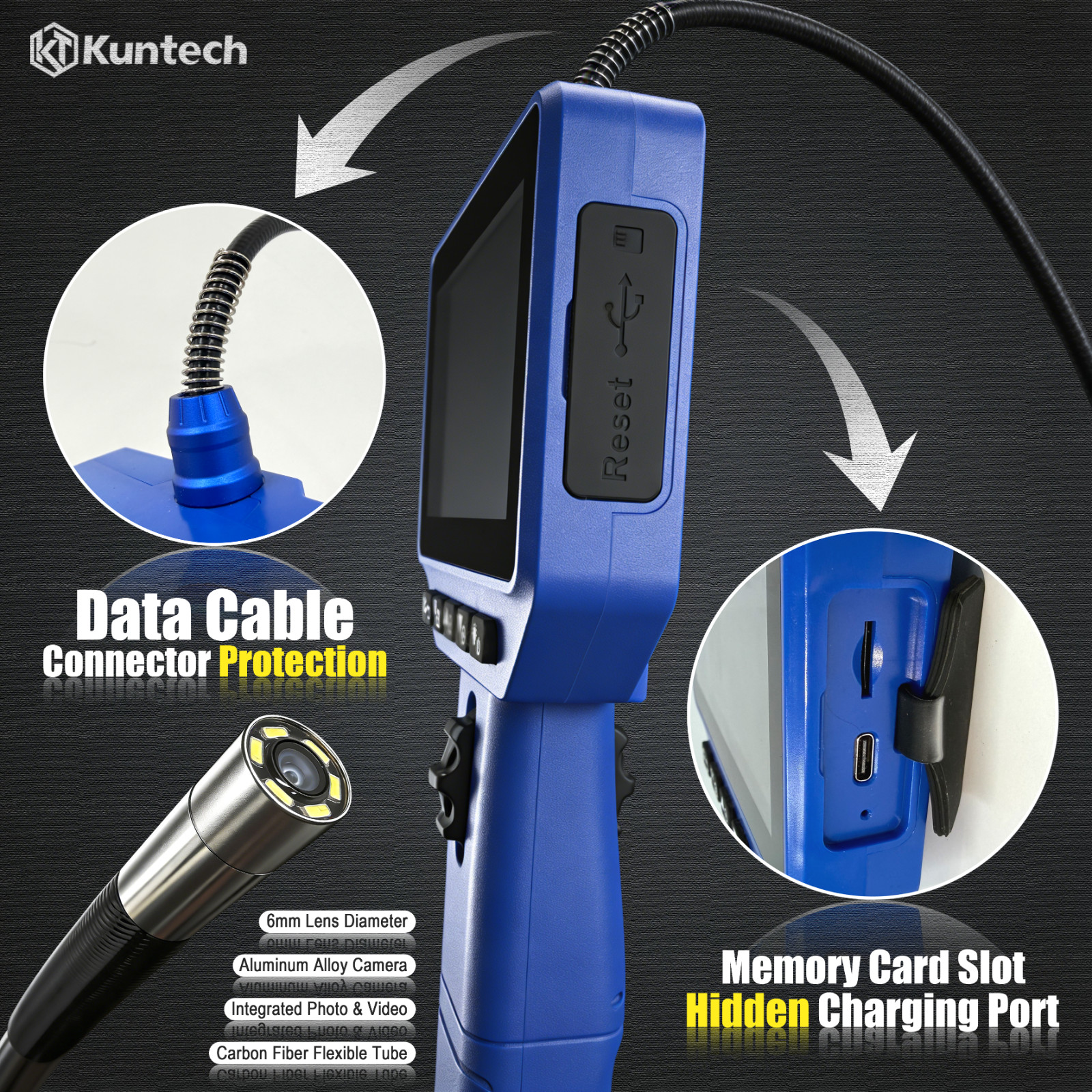 Two-Way 210° Articulating Inspection Borescope 6.2mm Endoscope Camera With Light