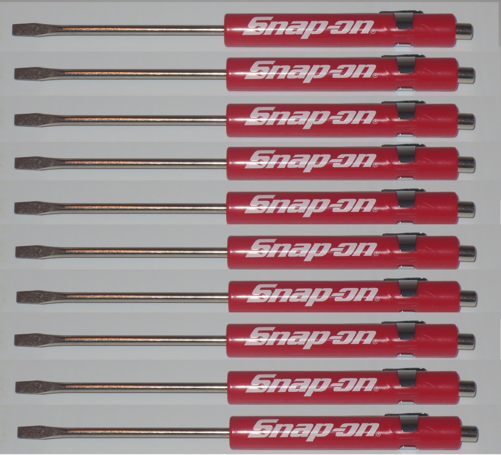 (24) Snap on Pocket Screwdriver, Flat Tip Screwdrivers, RED ~ Magnetic Tip .NEW.