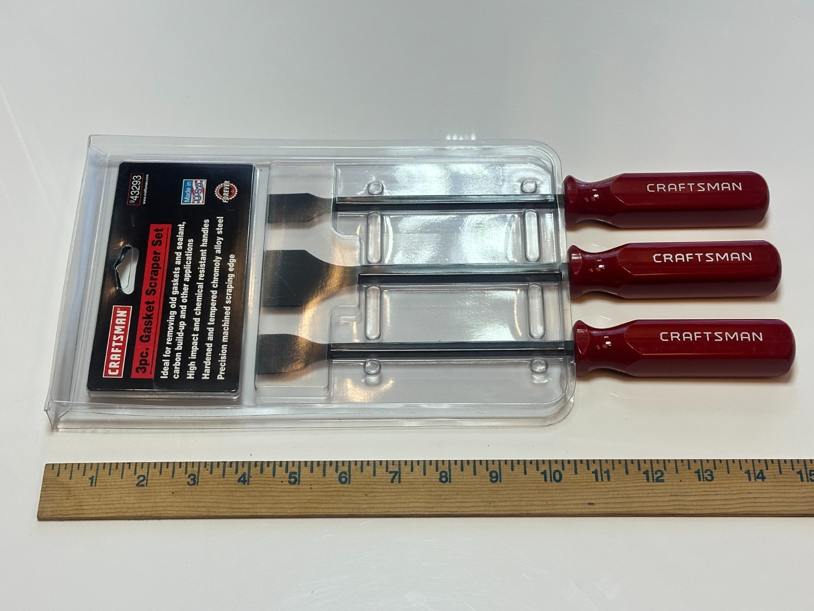 NOS Craftsman Tools USA 43293 RARE 3pc RED Handle Gasket Carbon Scraper Set NEW
