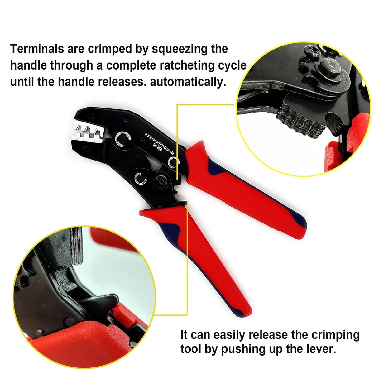 Crimping Plier Ratchet Crimper Tool 0.5-1.5mm² for Dupont TE JST Molex Terminal