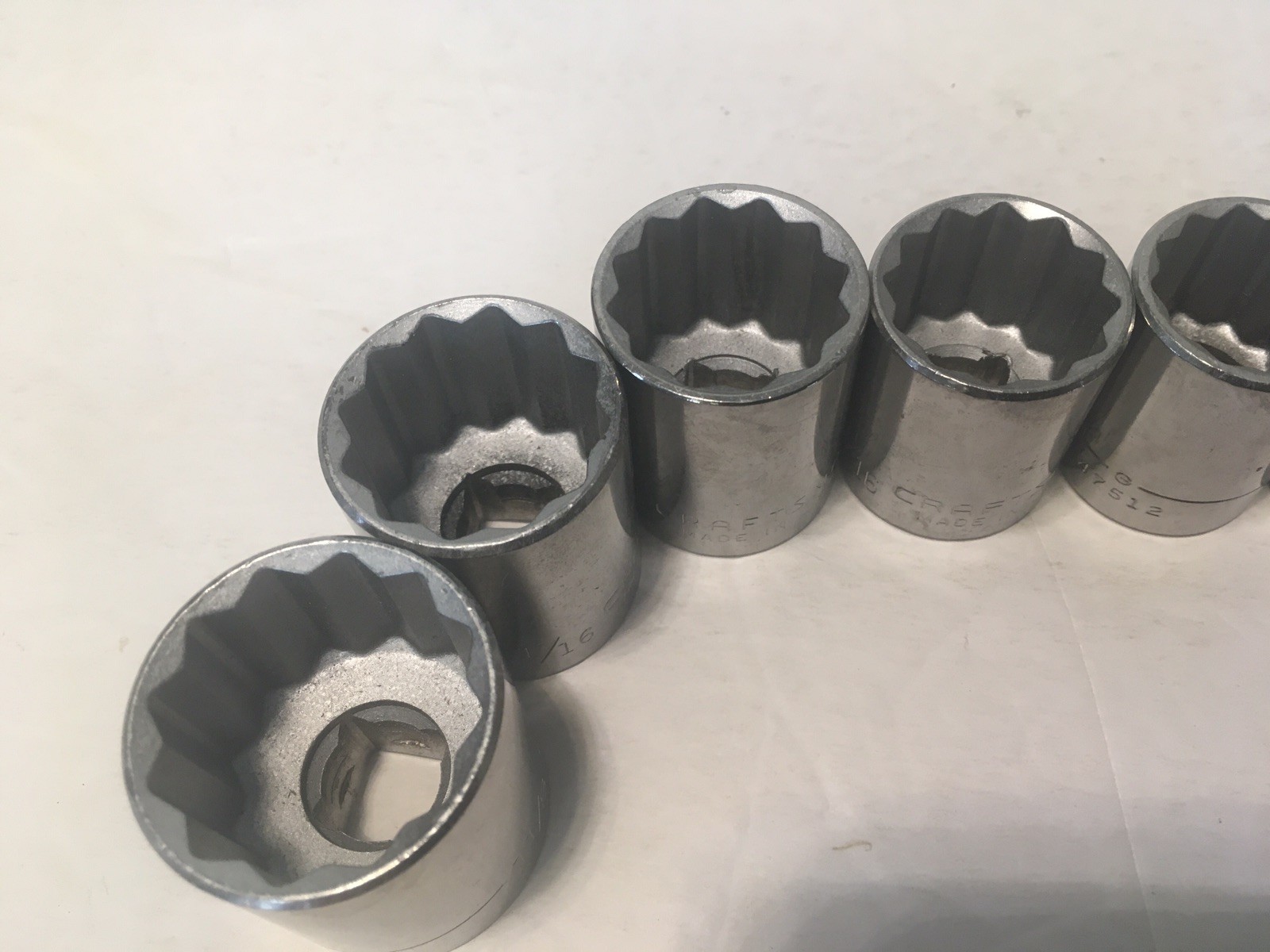 Craftsman 12 Pc Socket Set 12 Pt 1/2″ Drive G 7/16-1-1/8 475XX USA Made