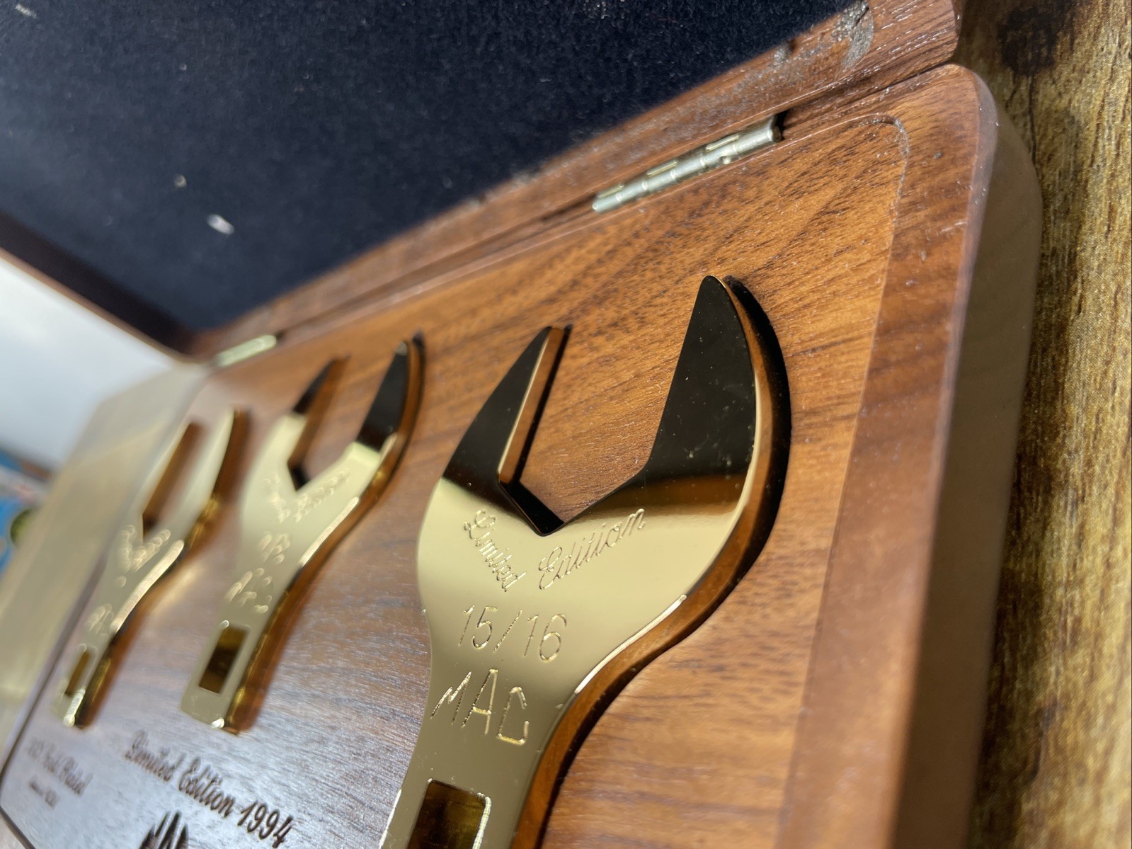1994 Mac Tools Limited Edition 24k Gold Plated 3pc Crowfoot- 93 Wrench Set