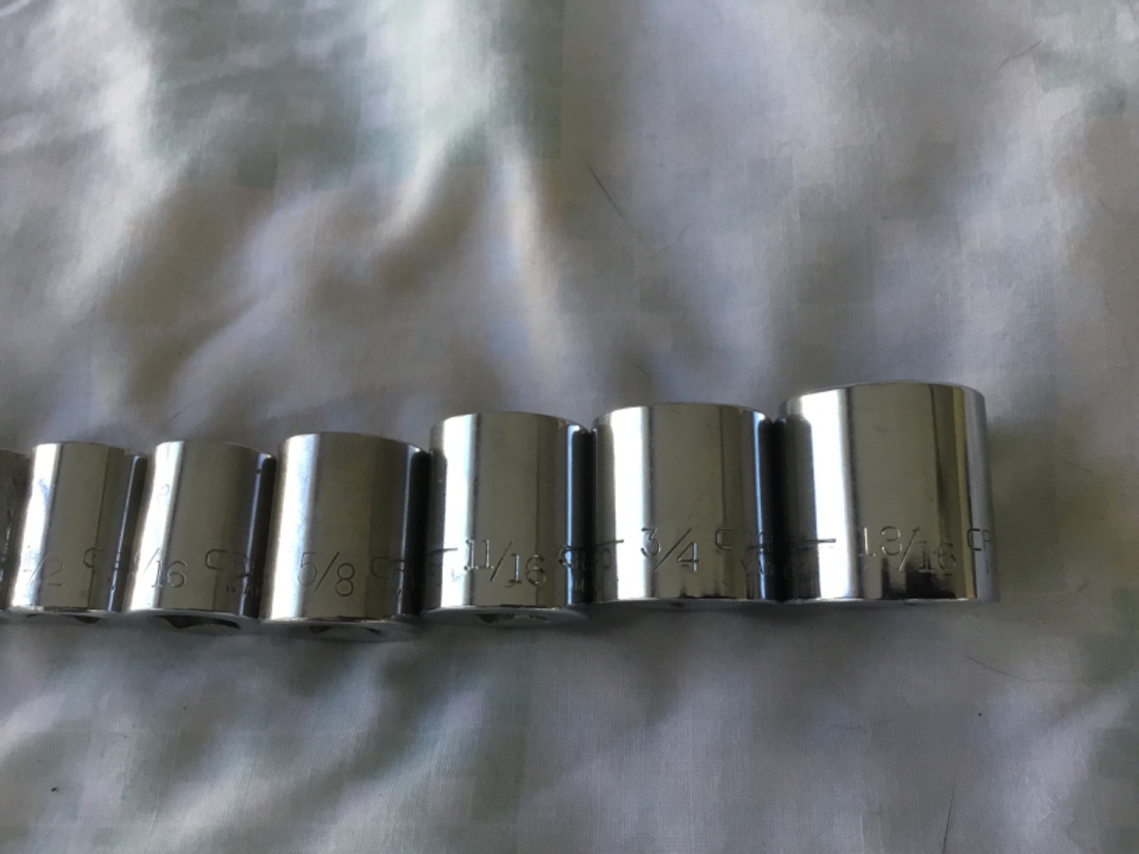 9 Pc CRAFTSMAN 3/8 Drive -G- SAE 12pt Sockets 1/4” – 13/16” Shallow USA