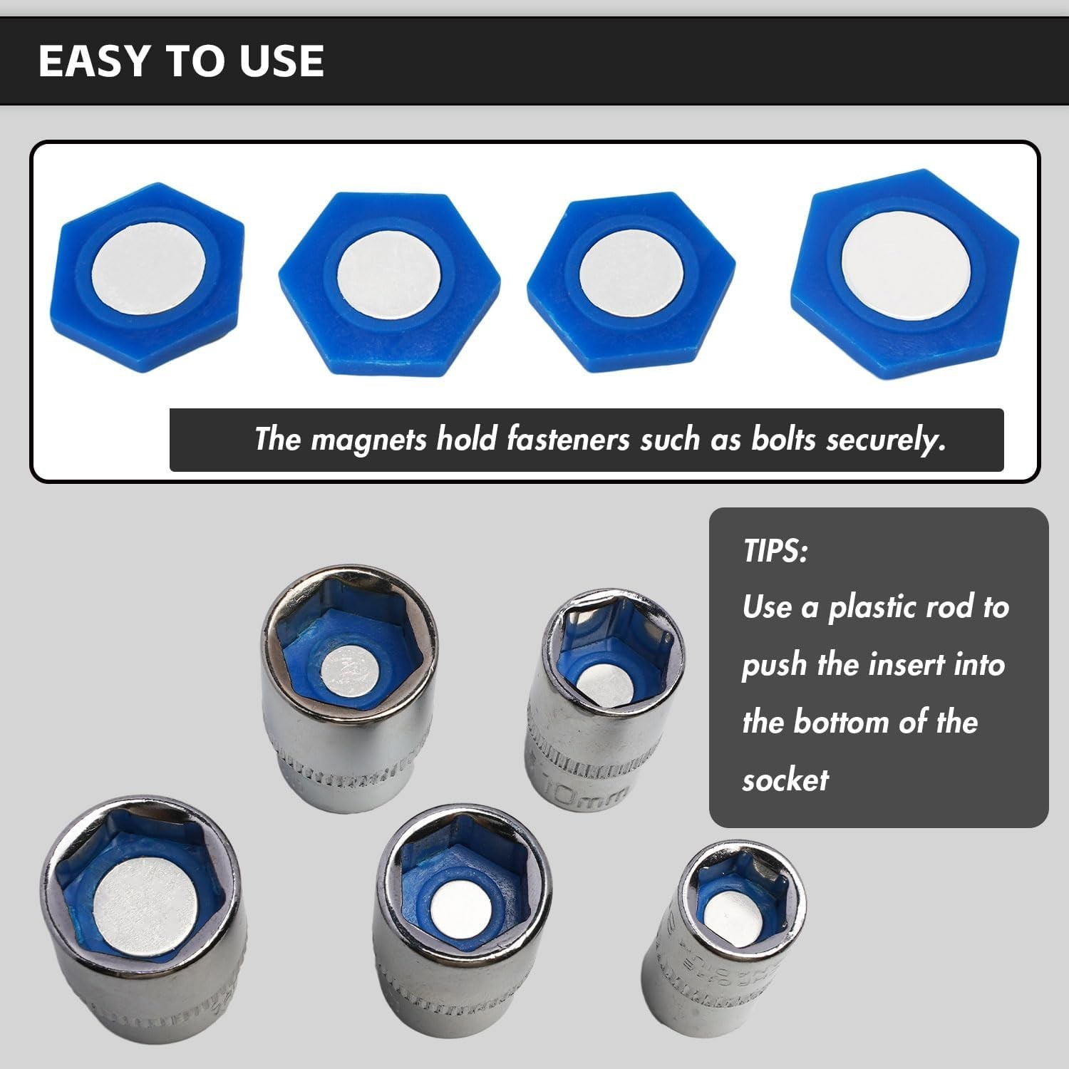 21PC Magnetic Socket Inserts SAE & Metric 5/16-7/8″ 8-19mm Universal Bolt Holder