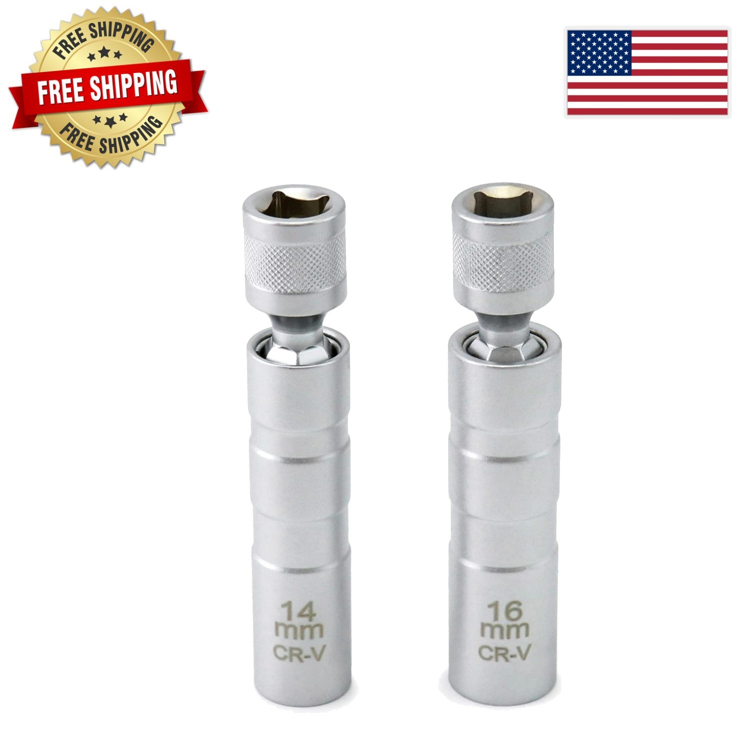 Durable 14mm & 16mm Magnetic Rotating Spark Plug Socket with Polished Finish
