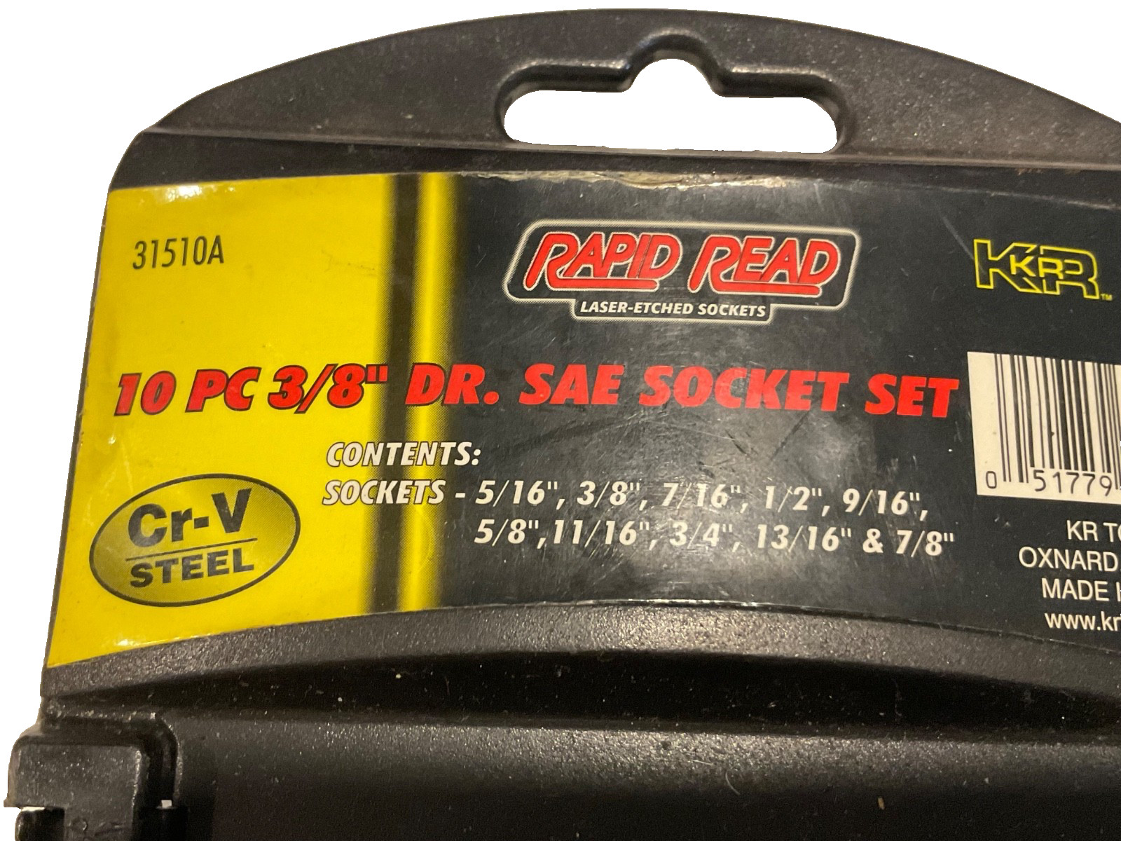 10-pc. KR TOOLS 3/8” DRIVE SAE SOCKET SET, RAPID READ, 31510A