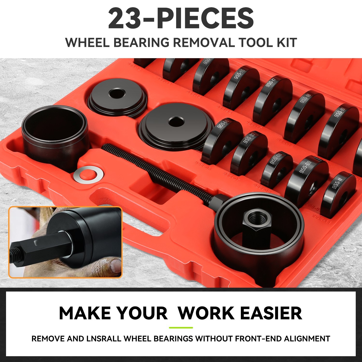 Universal 23pcs Sliding Screw+Bushings+Sleeve Steering Wheel Puller Sets w/ Case