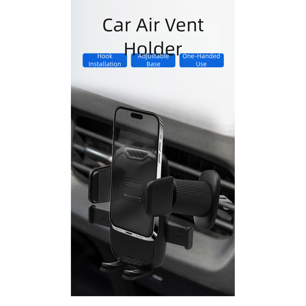 Black Silver Car Air Vent Phone Holder Compatible with Phones For 47 to 72 Inch