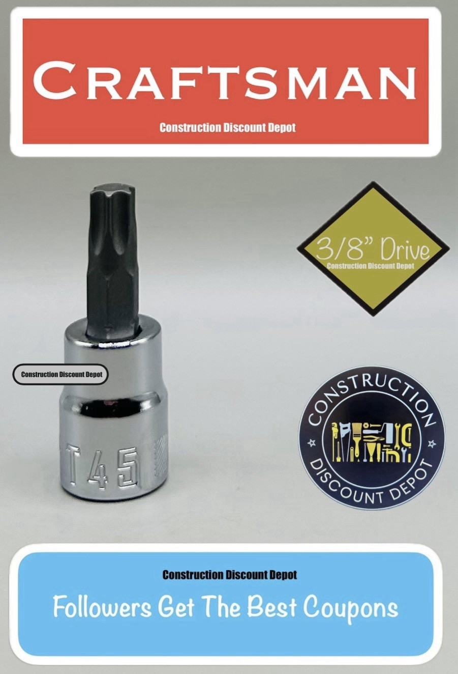 Craftsman Sockets 3/8″ Drive T45 Torx Bit Socket CMMT42666