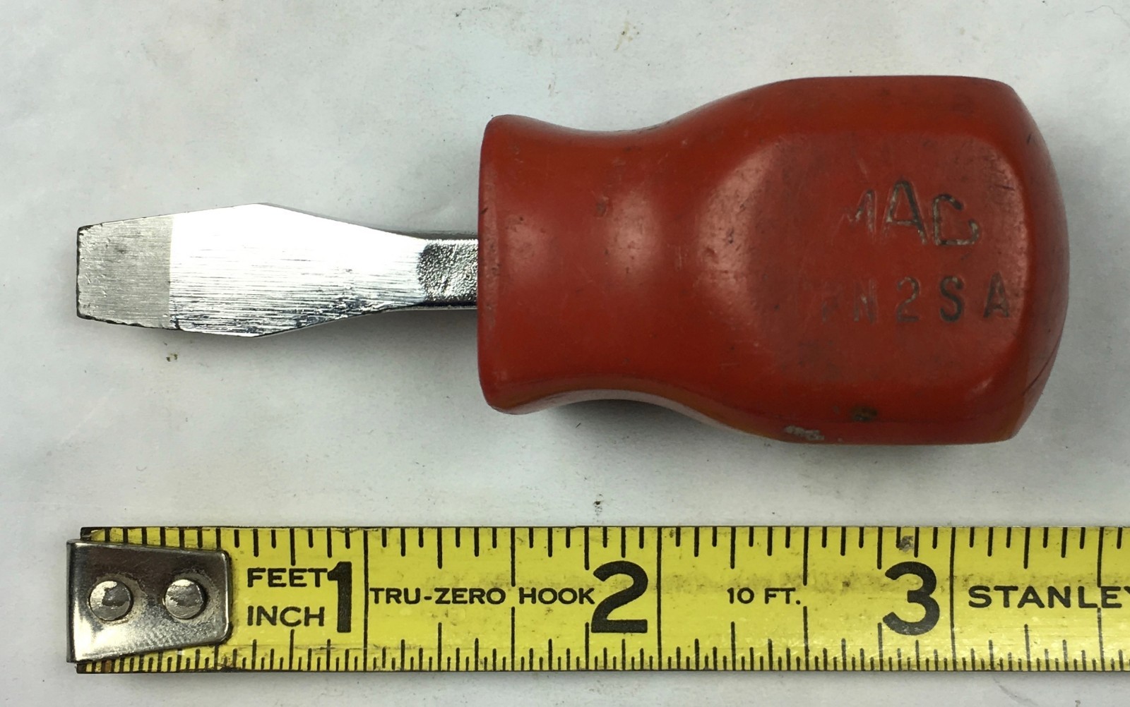 MAC Tools PN2SA RED Hard Handle Stubby Slotted Flat Tip Head Screwdriver U.S.A.