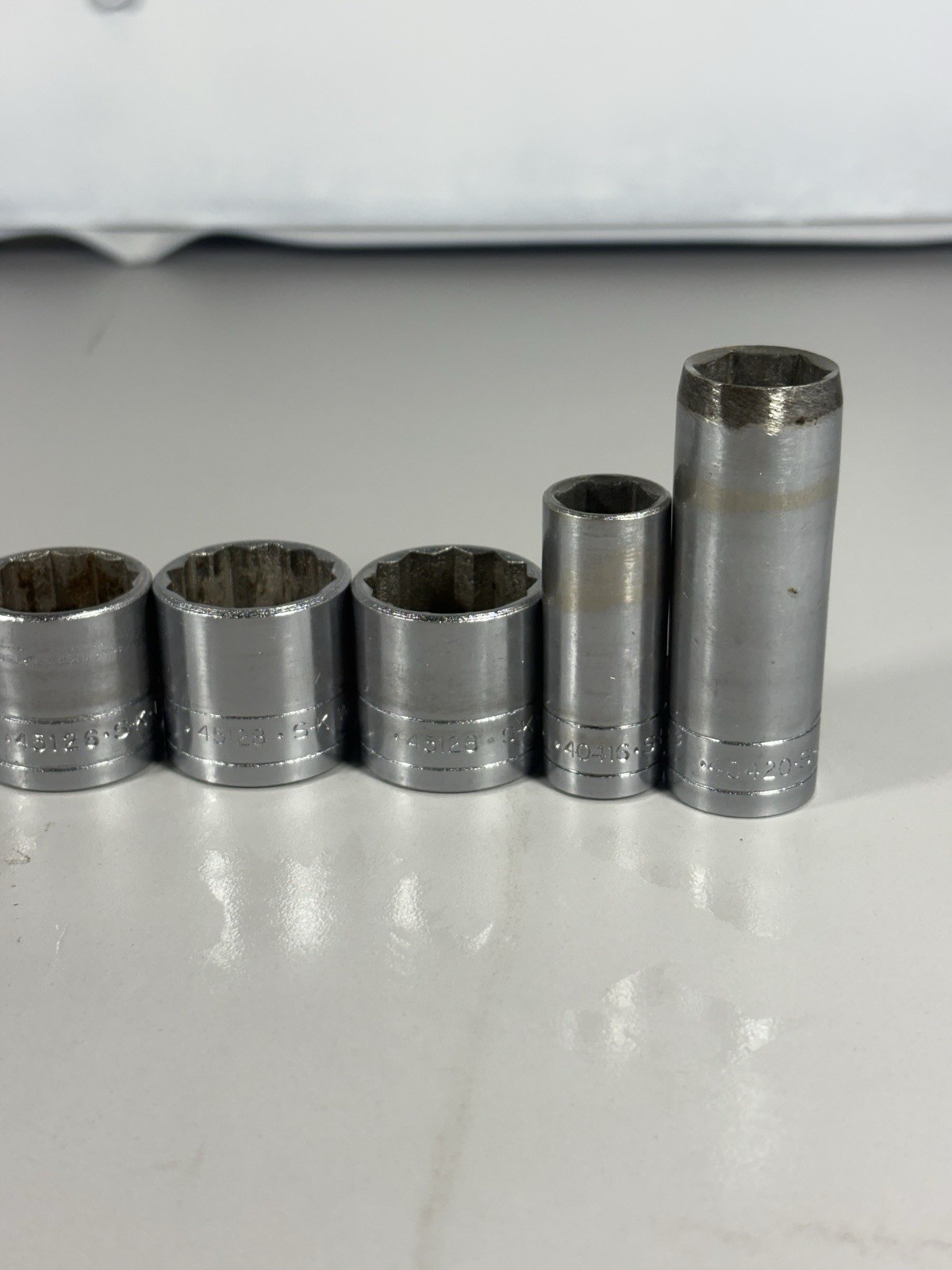 SK Tools 3/8” Drive SAE Socket Lot 11 Pc USA Deep & Shallow Vintage Chrome