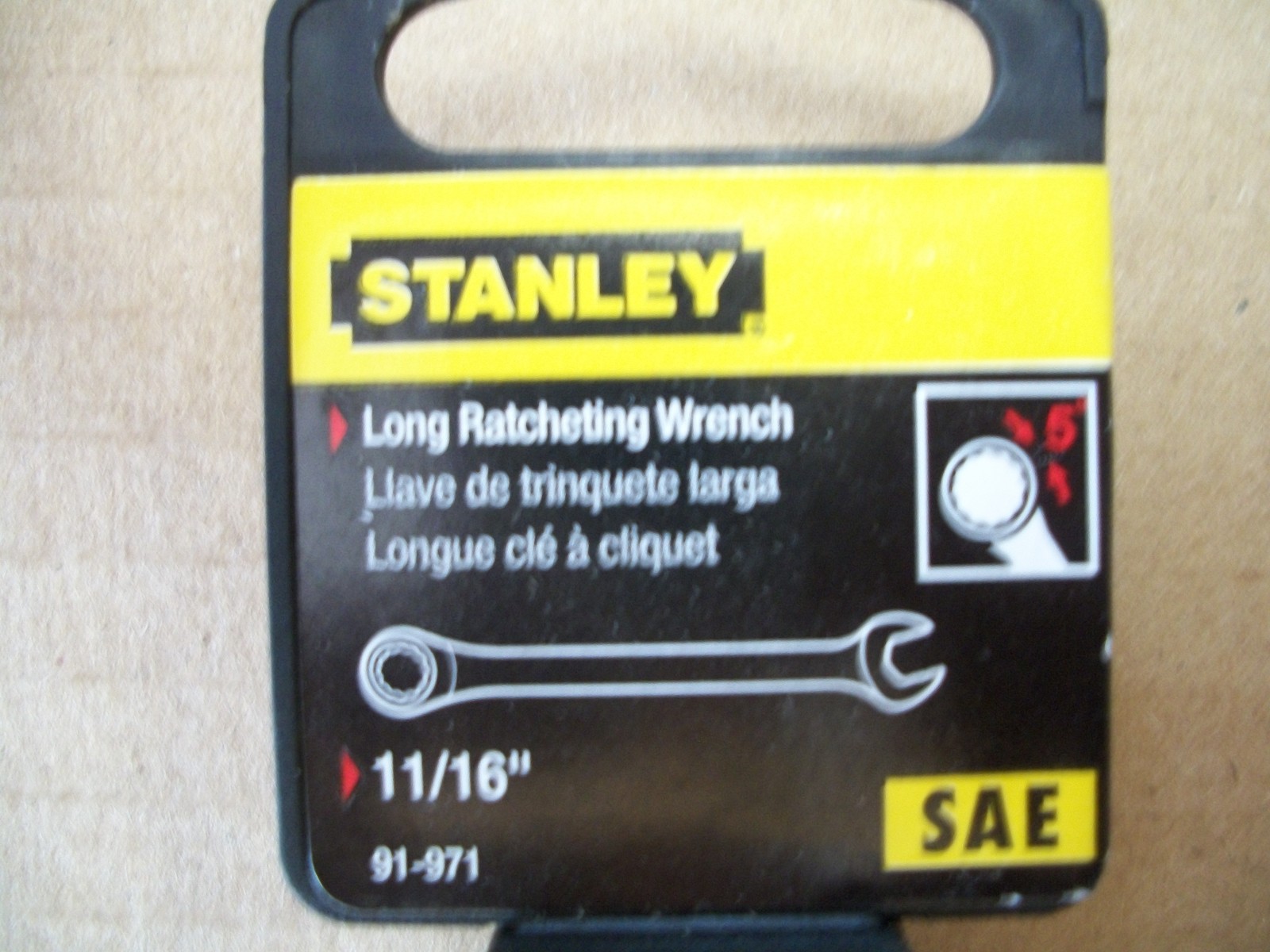 New Stanley 11/16 in Flat SAE Ratcheting Combo Box End Wrench Spanner
