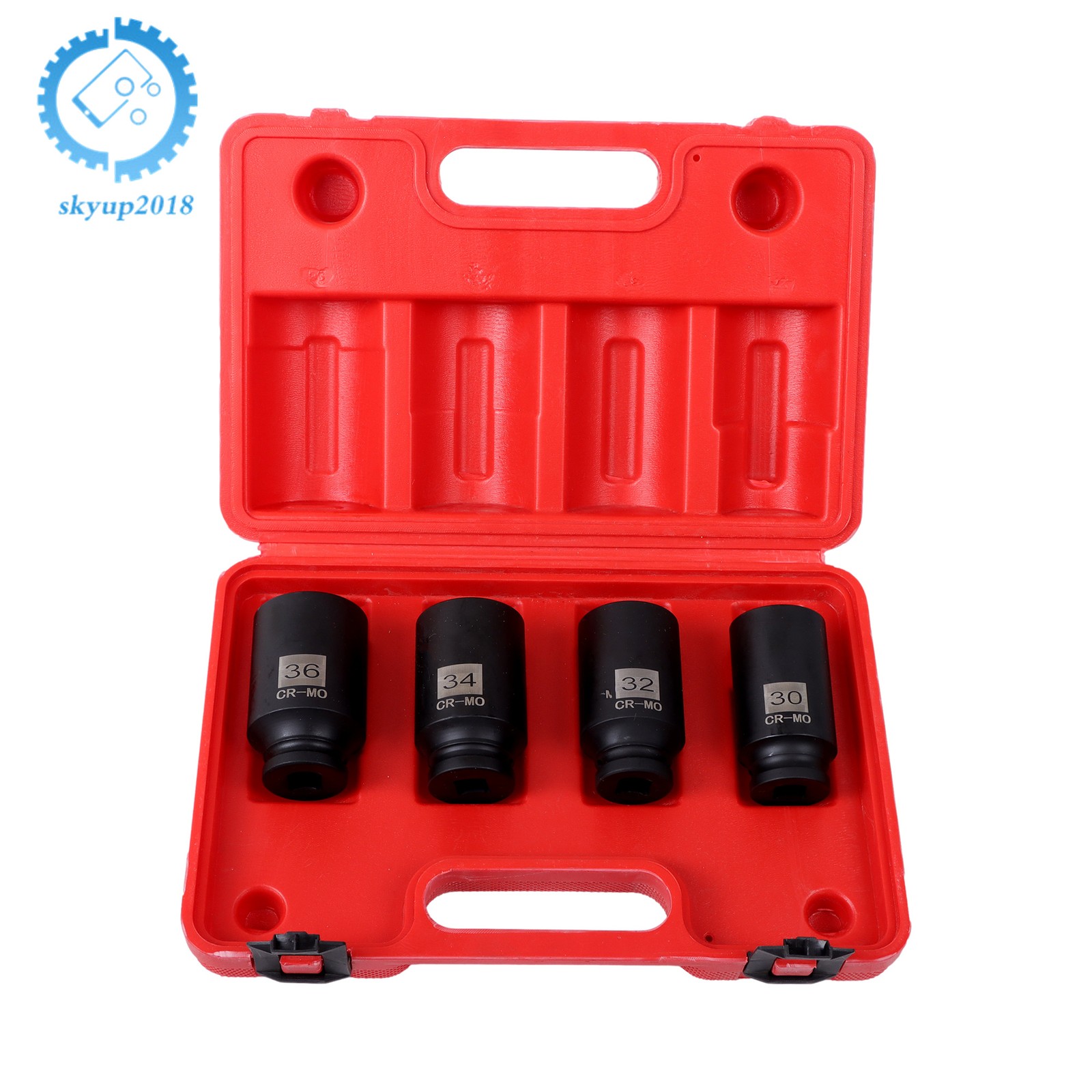 4Pcs 30mm 32mm 34mm 36mm 12 Point Drive Spindle Axle Nut Socket Set