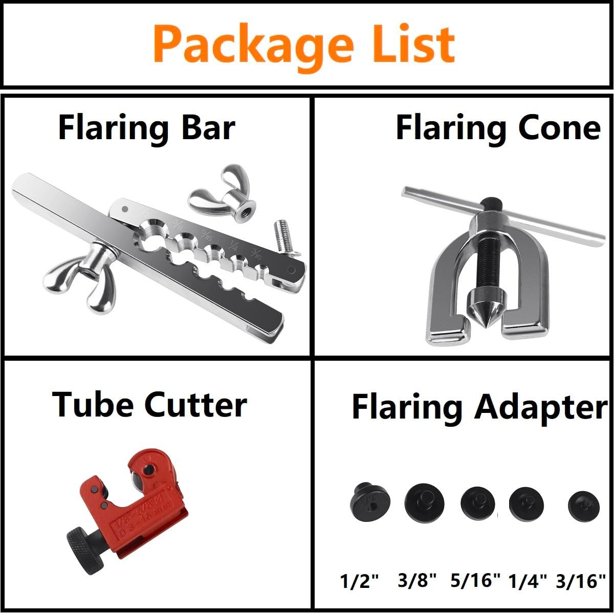 Brake Line Flaring Tool Kit – 3/16″ to 1/2″ Double & Single Flare for Copper/Alu