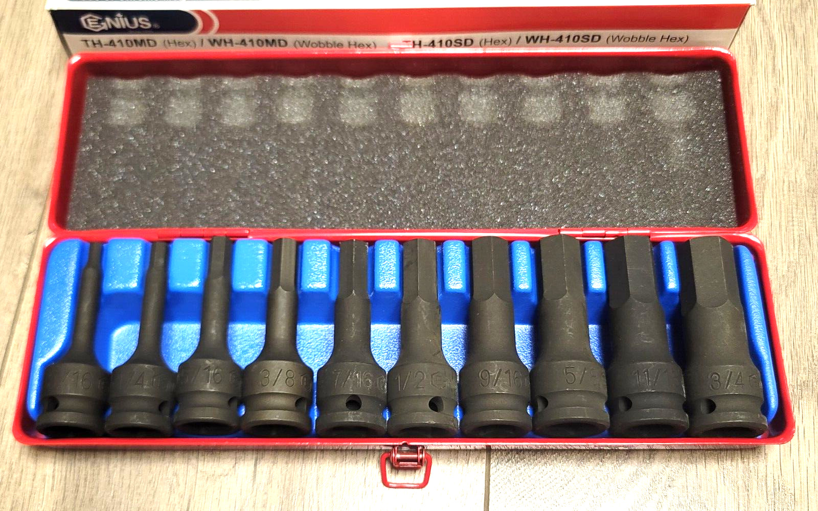 Genius Tools PRO 10pc 1/2″dr SAE Impact Hex Head Driver Set TH-410SD