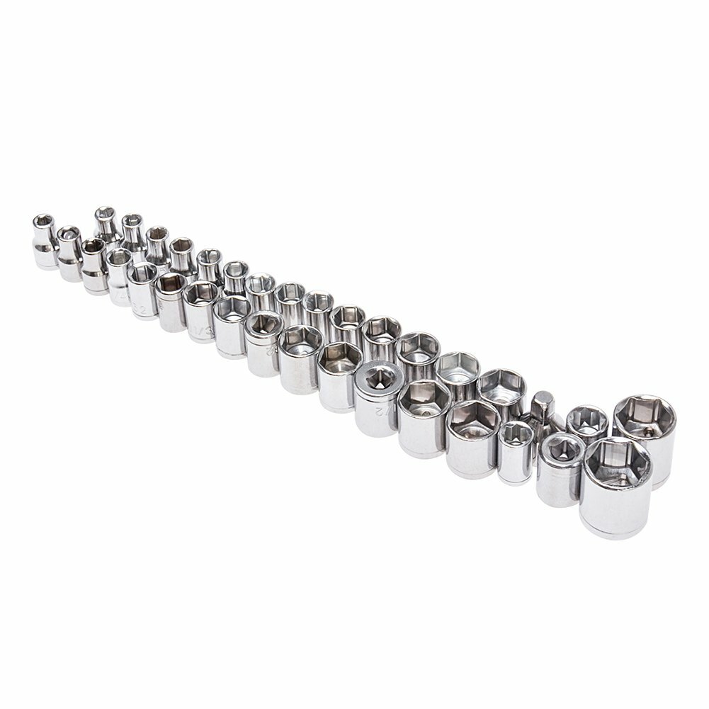 40Pcs Socket Tool 1/4» & 3/8″ Drive Ratchet Wrench Set W/Case For SAE & Metric