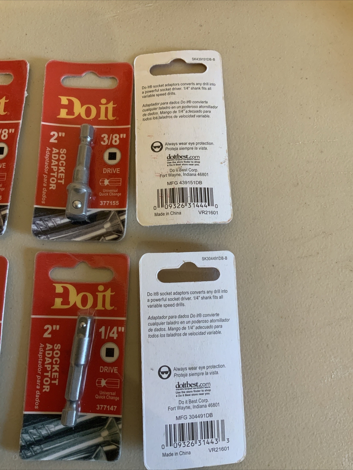 3 EA Do it 3/8 & 1/4 Square Socket Adapter 377147/377155 FOR DEWALT / MILWAUKEE