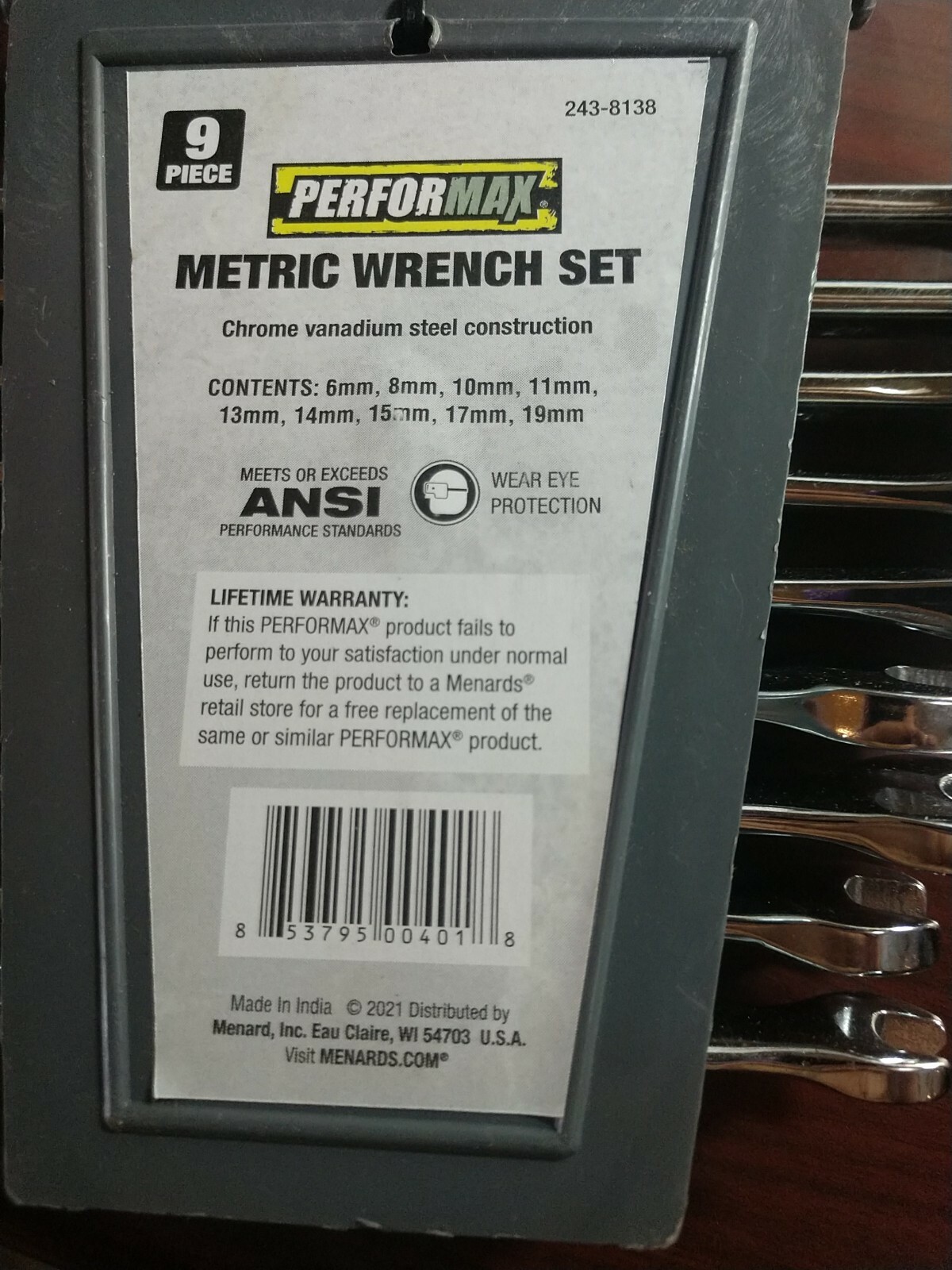Performax COMBINATION WRENCH SET, NEW, METRIC 9 piece, (AQ-21)