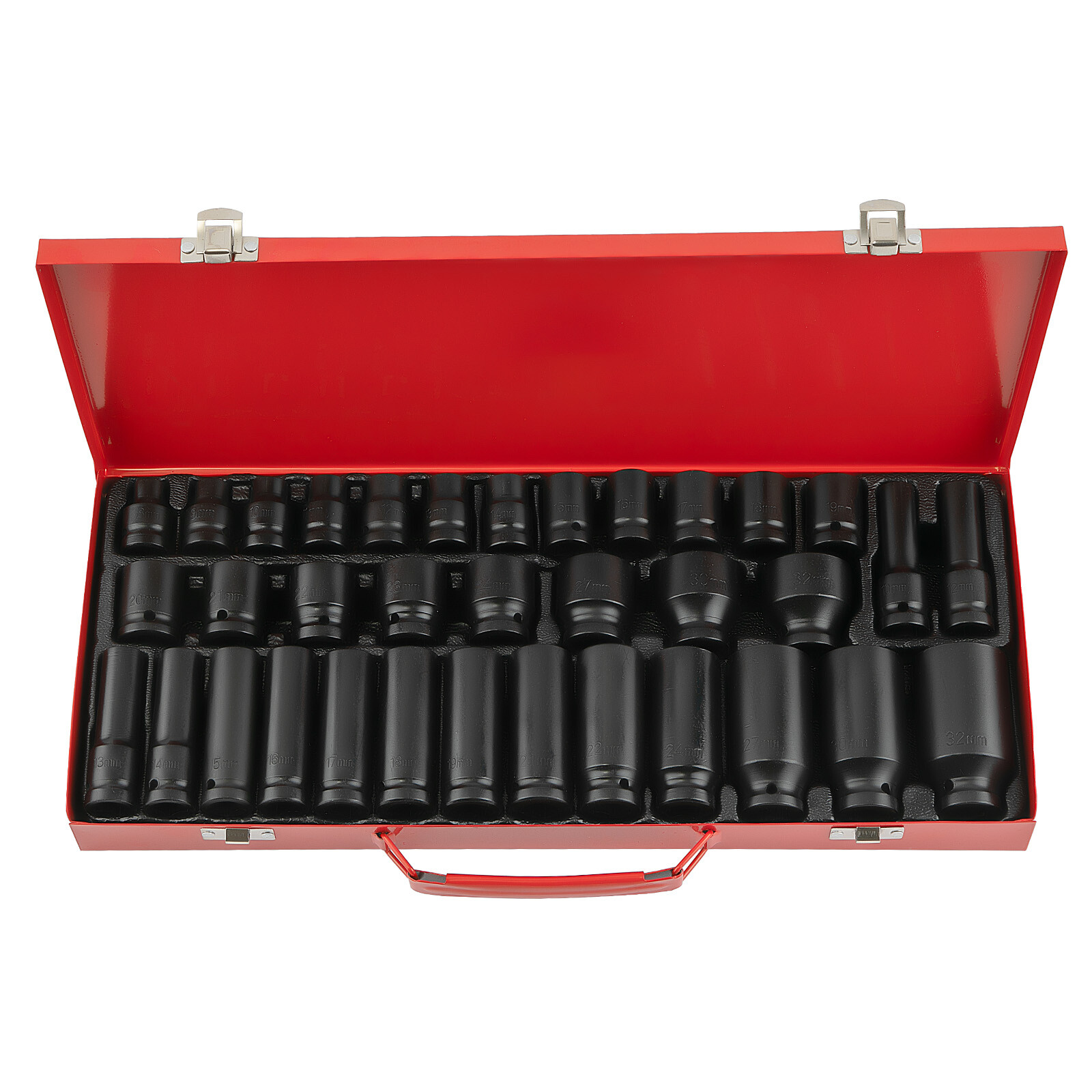 35pc 1/2″ Deep Impact Socket Set Drive 8mm-32mm 6 Point Metric Garage Tool New