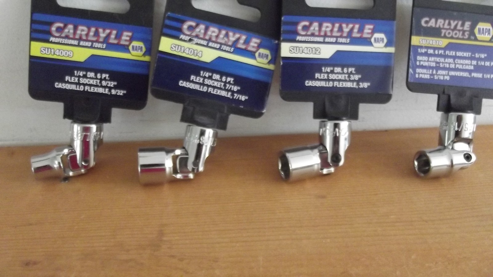 NAPA/CARLYLE 4pcs. 1/4″Dr. 6pt. FLEX Socket Set 3/8″, 7/16″, 9/32″ & 5/16″