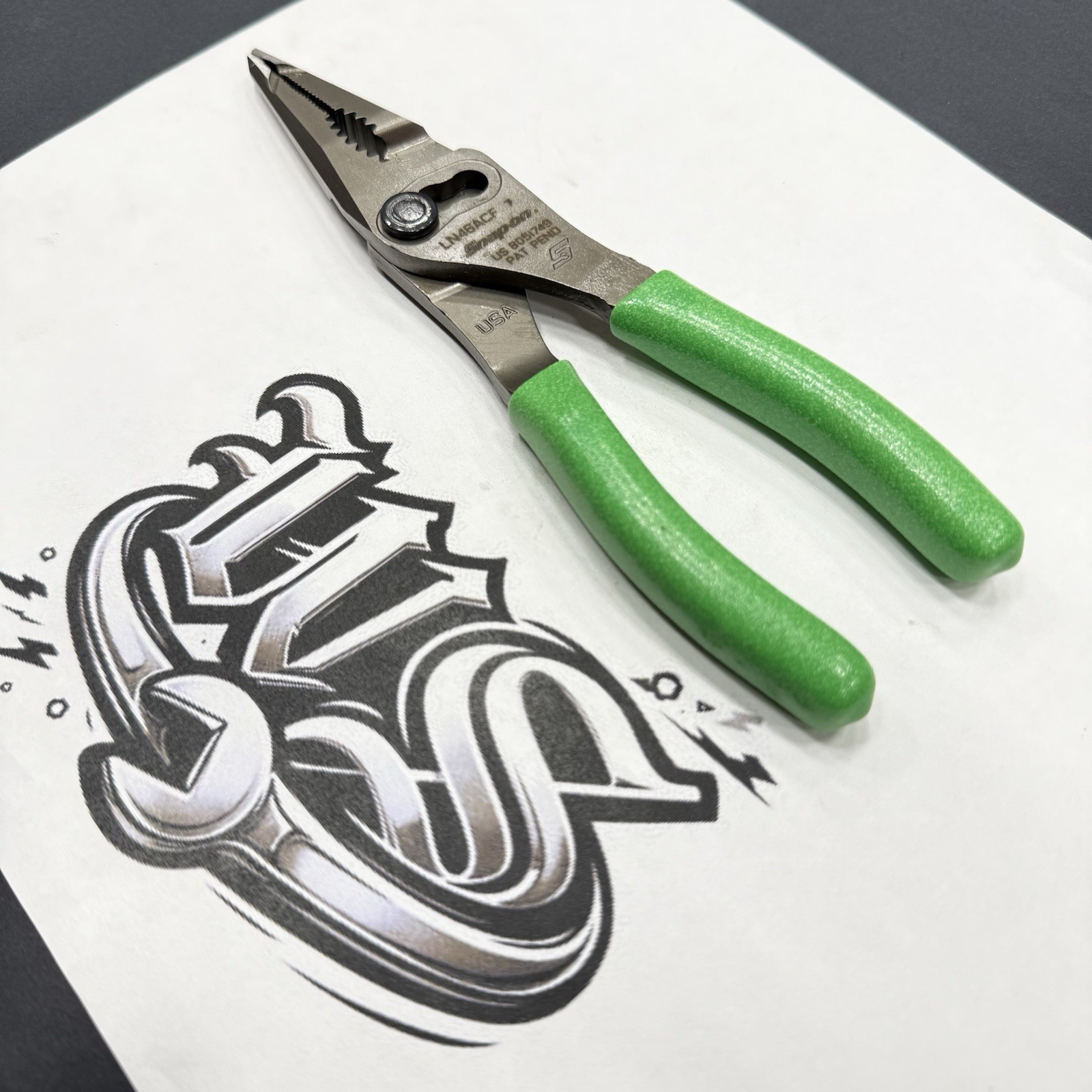 Snap-on Tools USA NEW GREEN 7″ Talon Grip Long Nose Slip Joint Pliers LN46ACF