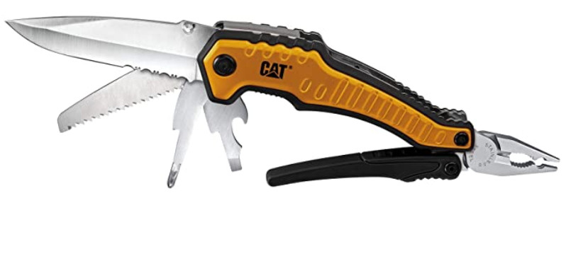 CAT XL 9in1 Multi-Tool Set, Carry Pouch, 5in1 Tools Mini Keychain with LED light