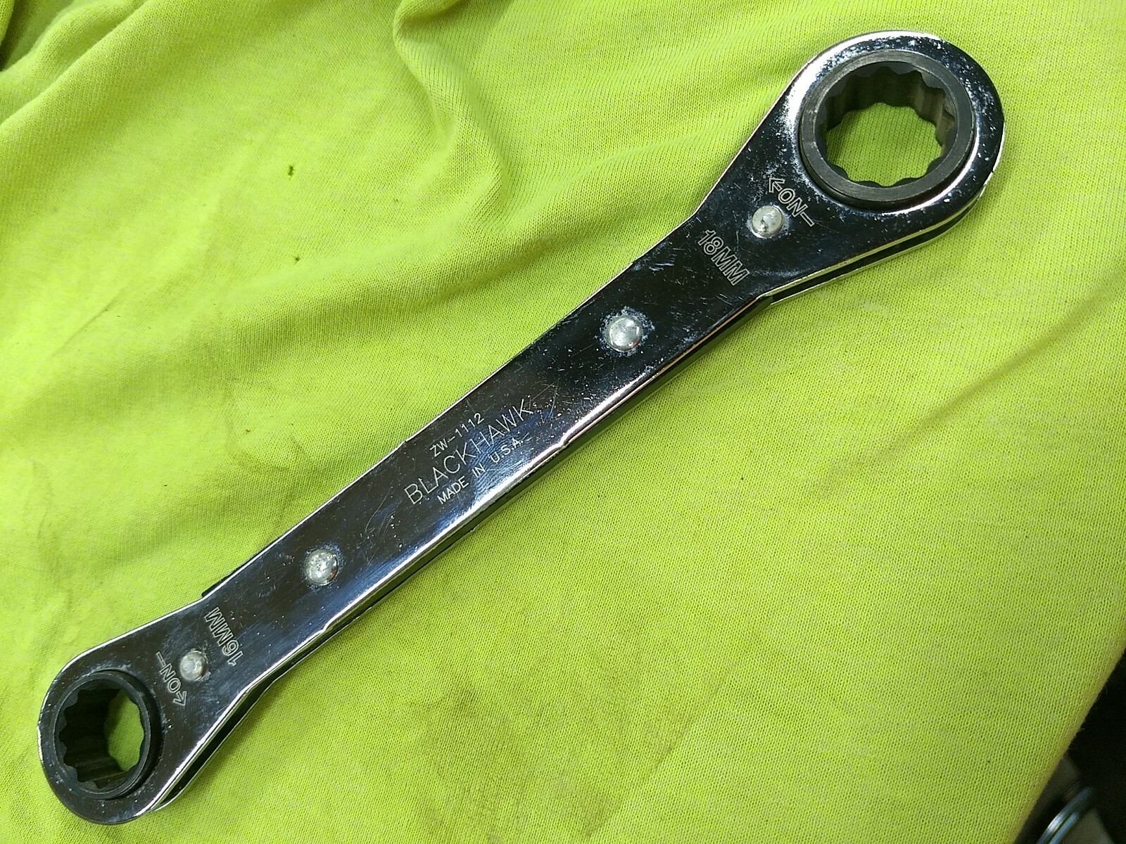 New Blackhawk USA Metric Box End Ratcheting Wrench 16-18mm ZW-1112