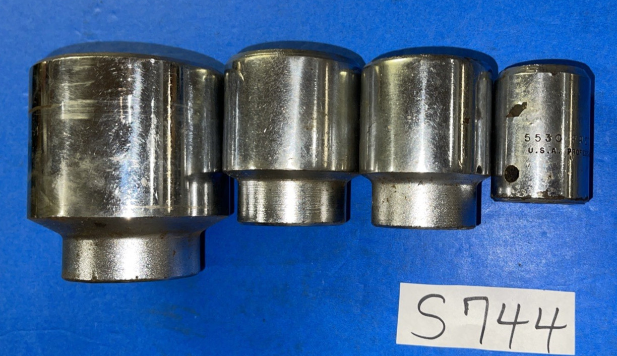 PROTO TOOLS 4 PIECE 3/4 DRIVE SAE. CHROME SOCKETS 15/16, 1-1/2, 1-5/8, 2-1/4