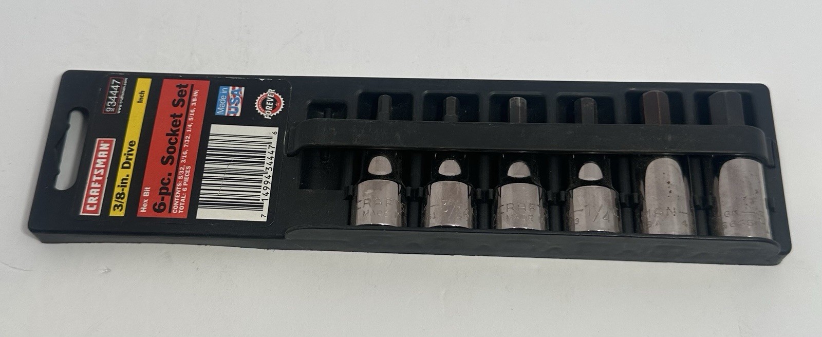 Sears Craftsman USA 6pc Socket Set 3/8 Drive SAE 34447 Hex Bit 1 Used 5 New