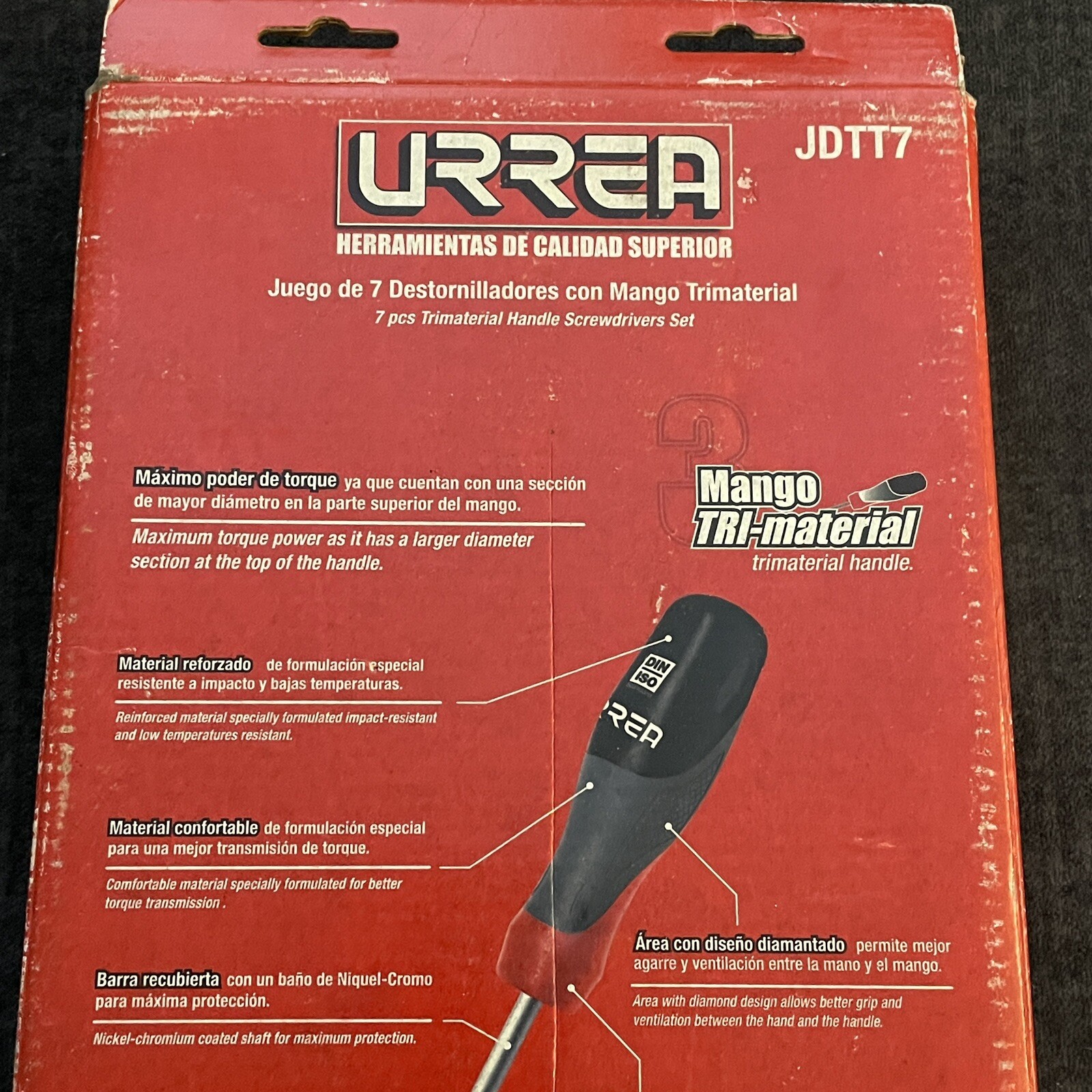URREA JDTT7 – 7 Pieces Trimaterial Handle TORX Screwdrivers Set in Tray