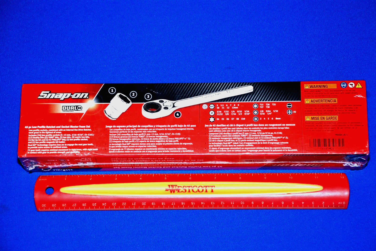 Snap-on NEW 45 Pc 1/4″ Drive Low-Profile Ratchet/Flank Drive Socket Master Set