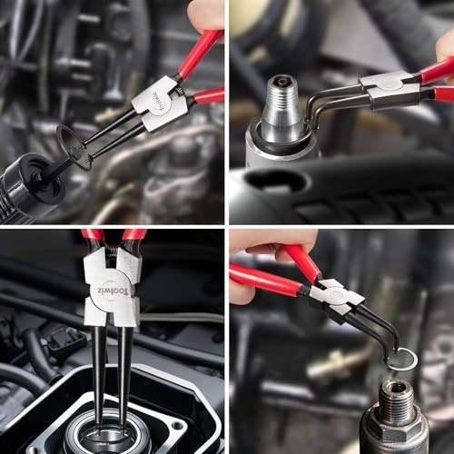 4Pcs Snap Ring Pliers Set – 7″ Internal/External Circlip C Clip Retaining Tools,
