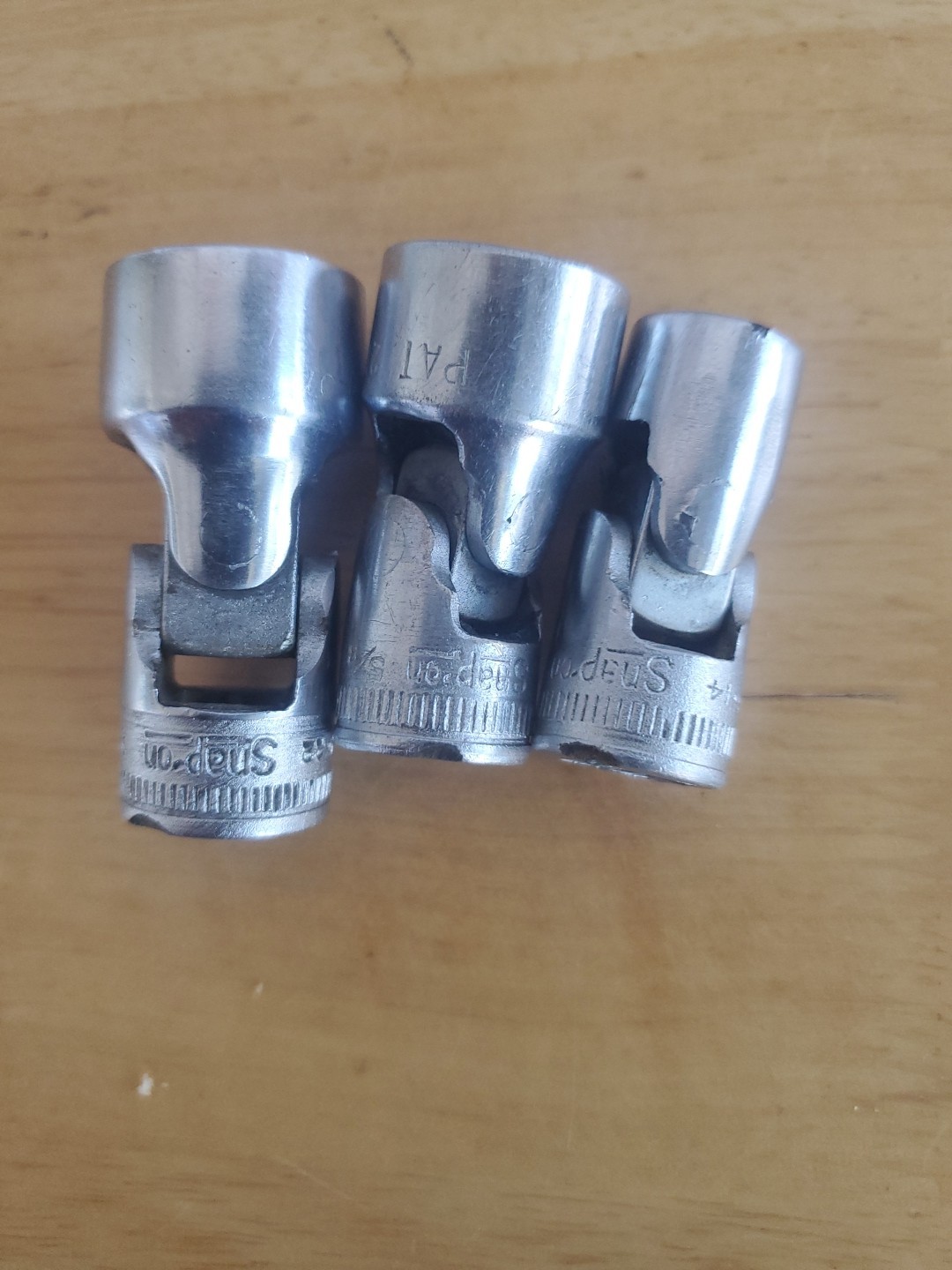 3 Snap On 3/8″DR Swivel Socket Adapters 12pt 11/16″FU22 5/8″F20 7/16″F14 USA