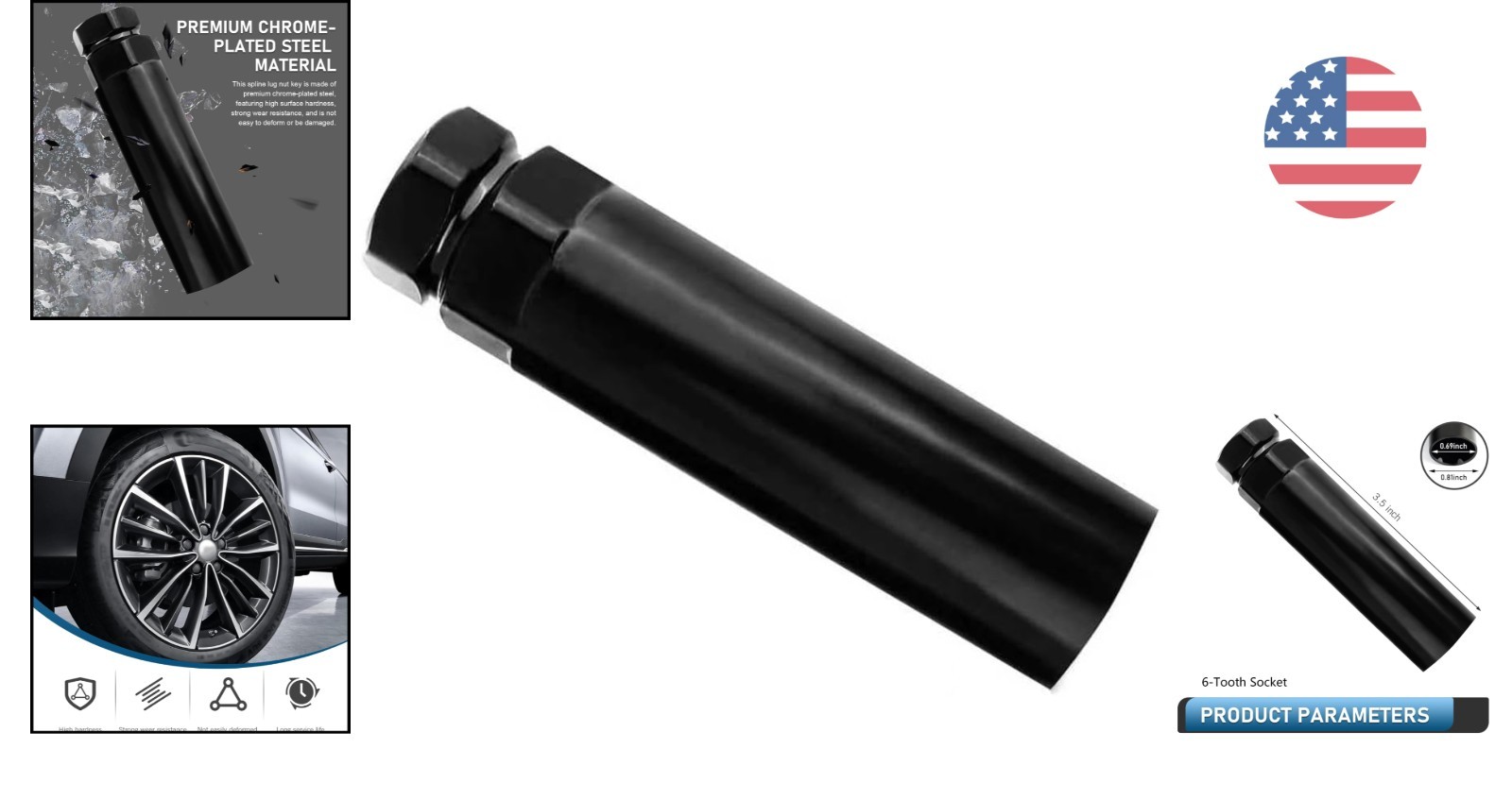 Versatile 6 Spline Alloy Steel Lug Nut Tool – Fits Most Vehicles with Ease