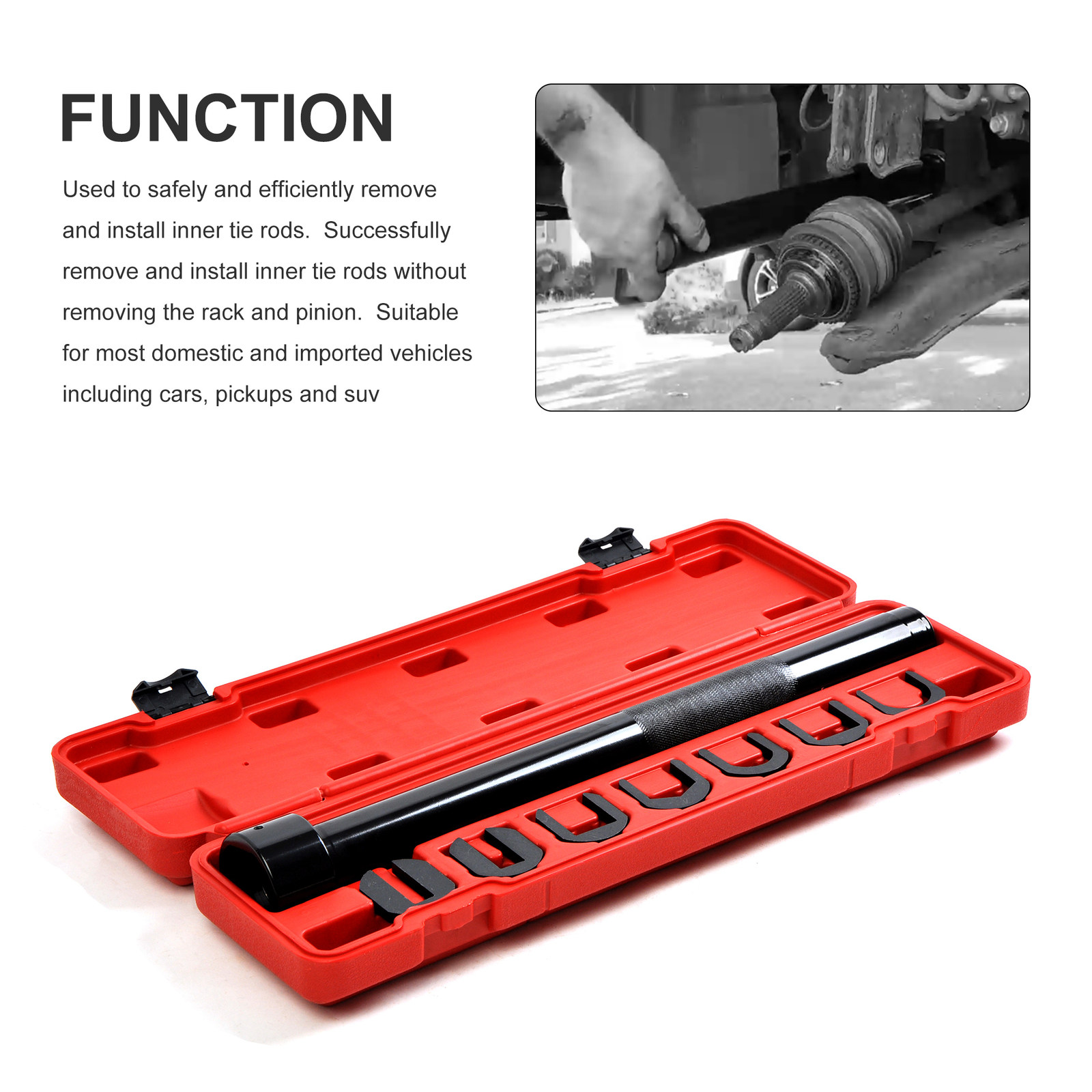 Inner Tie Rod Remover Installation Tool Wrench Kit Set With SAE & Metric Adaptor
