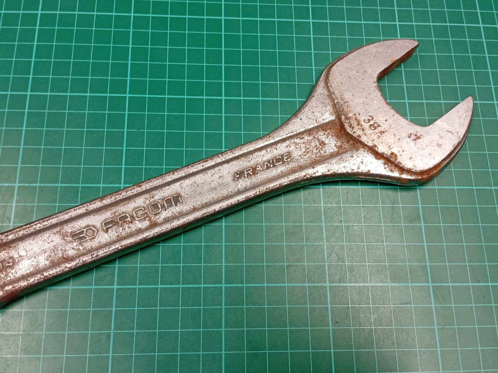 Vintage Facom No44, 38mm x 42mm Vanachrome, Open Ended Spanner, Made In France