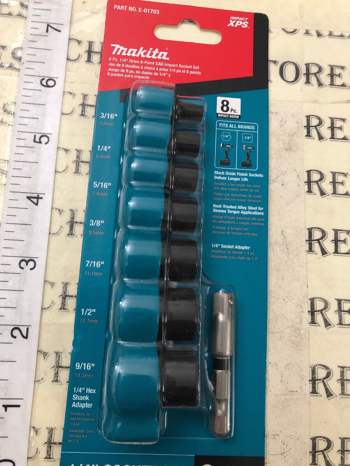 new Makita Impact Xps 1/4” Socket Set SAE 6 Point Drive Total 8 Pc.