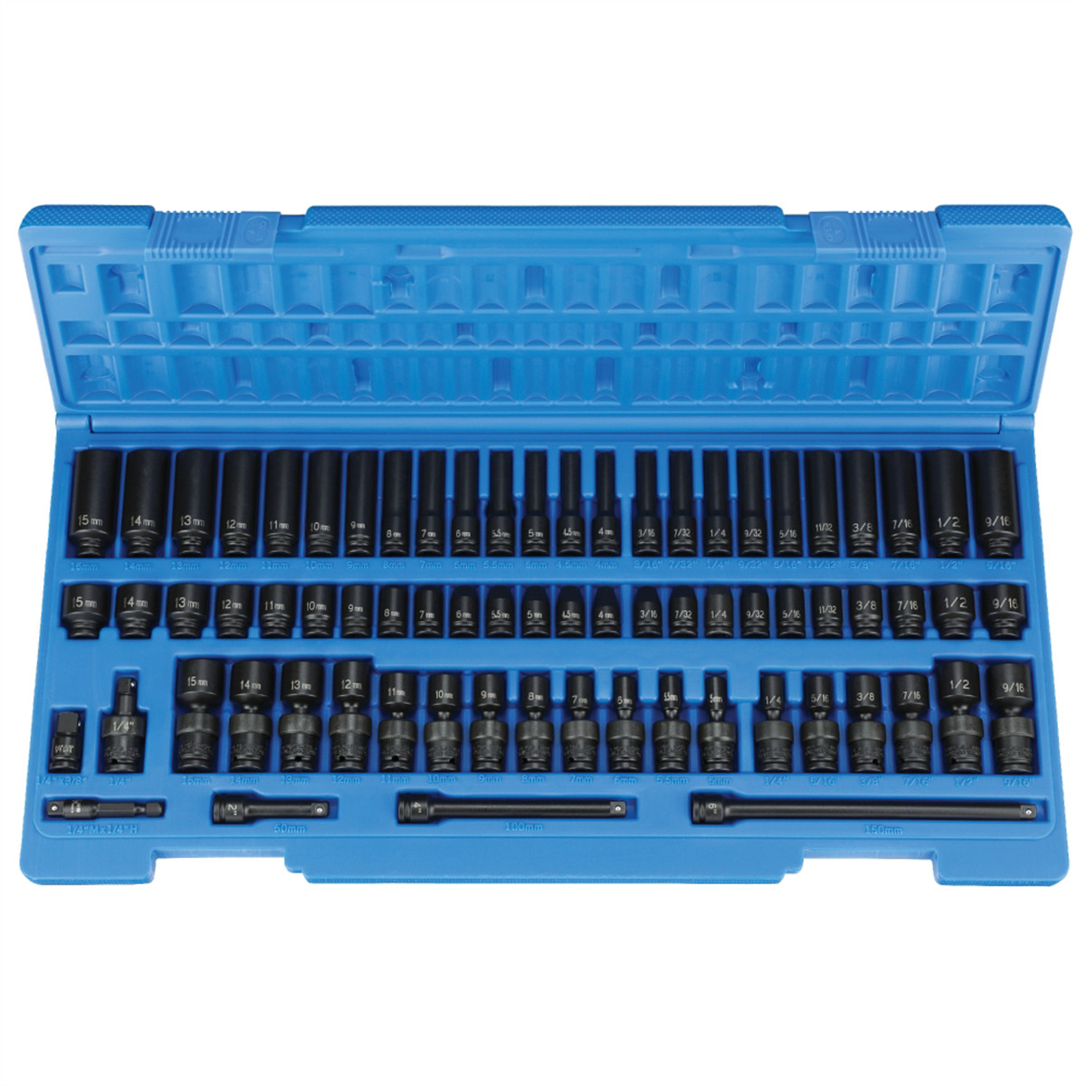 Grey Pneumatic 9772 72 Piece 1/4 Inch Drive Complete Impact Master Set