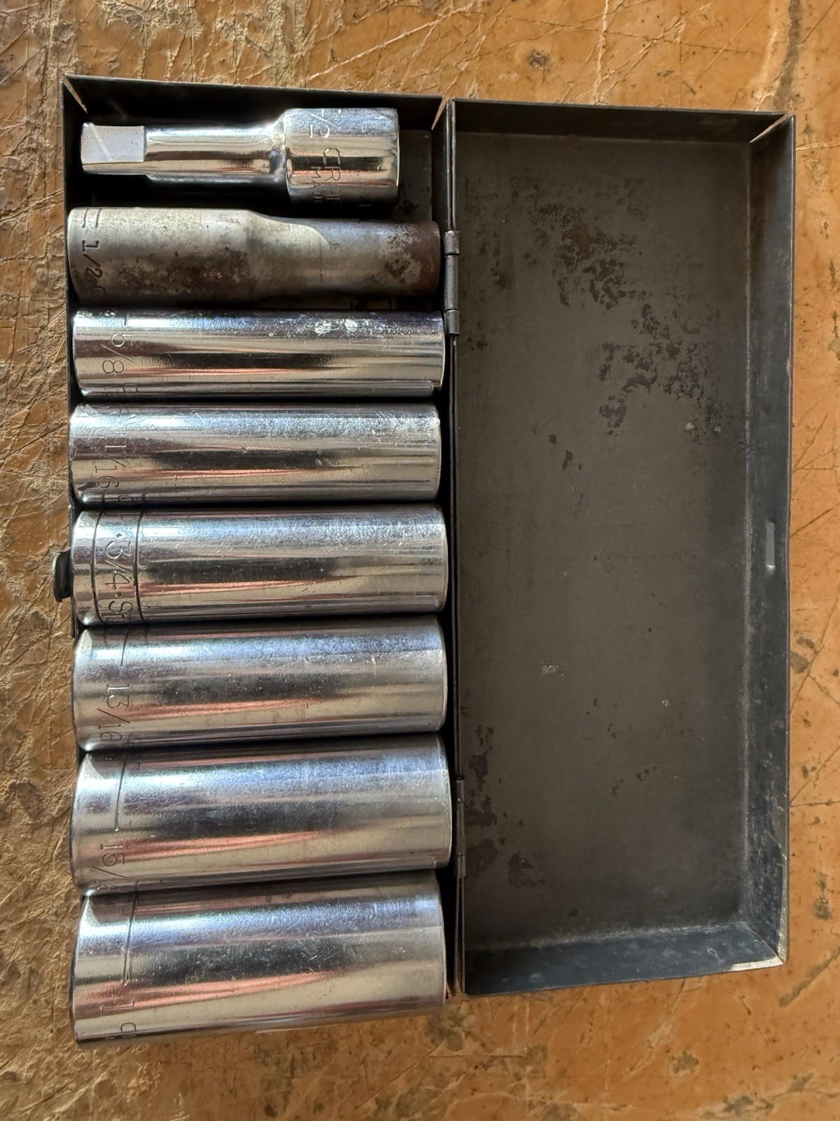USA Made 1/2” Drive Deep Socket Lot Craftsman SK Dura-Craft Metal Case