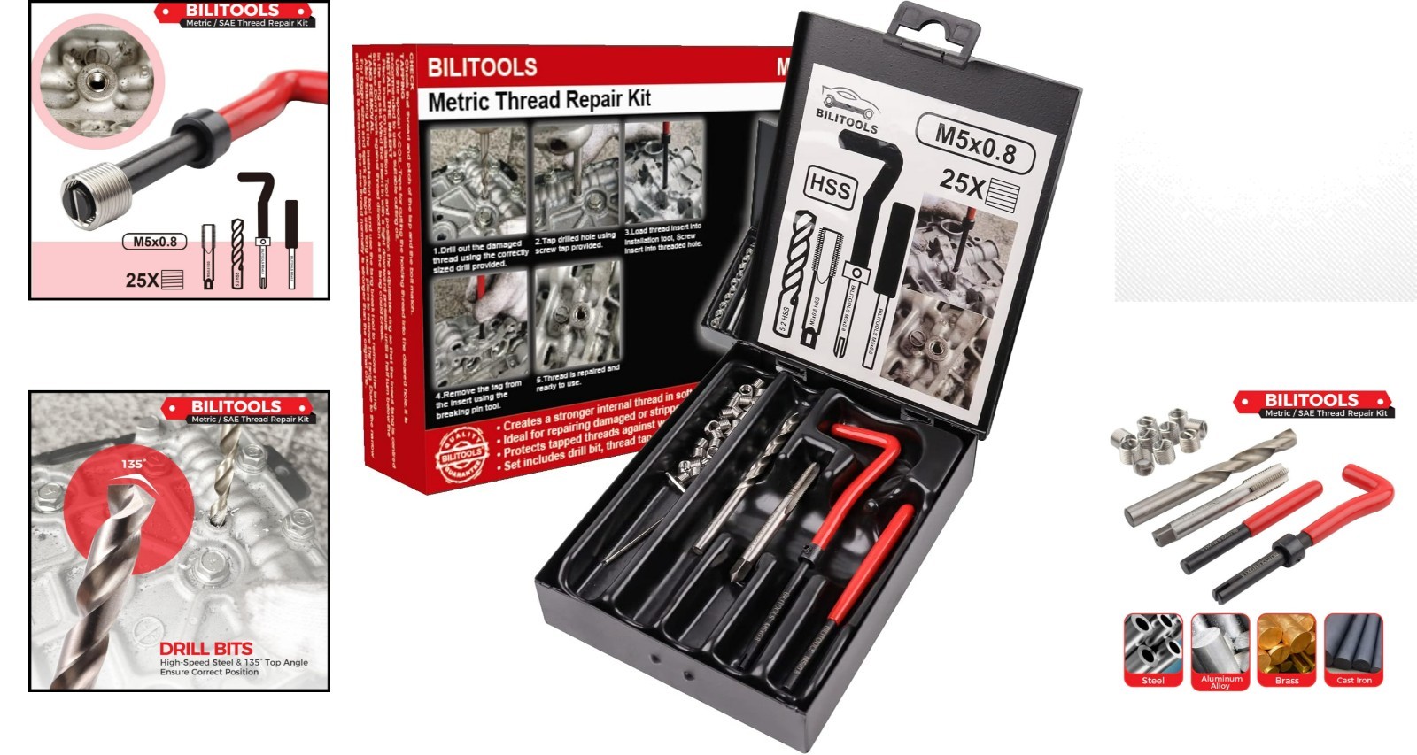 M5x0.8 HSS Drill Thread Repair Kit – Effortless Reinforcement & Restoration
